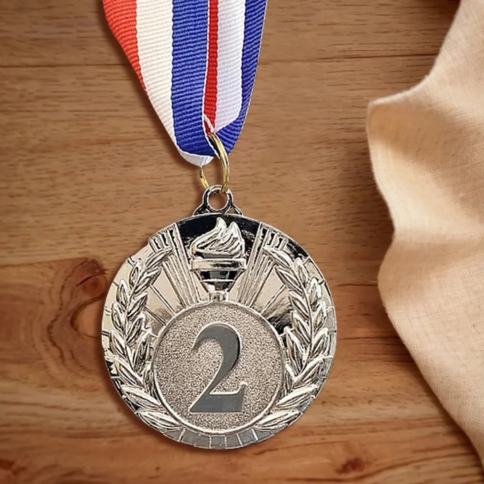 Medaglie Sportive 5 cm Medaglia d'Oro Argento Bronzo con Nastro al Collo per Gara Premio Vincitore
