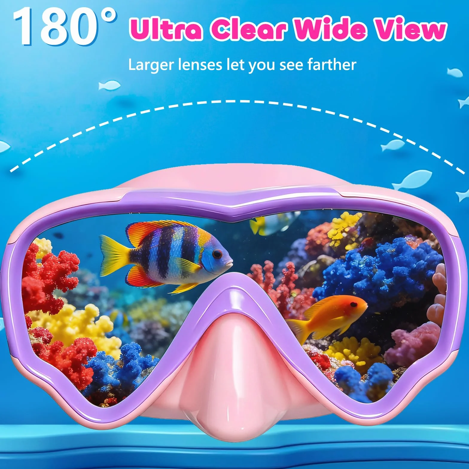 Occhialini Nuoto Bambini con Protezione UV e Cinturino in Tessuto Morbido, MOMUSE Occhialini Piscina Bambino con Copertura per il Naso 3D, Maschera Snorkeling per Bambino Bambina 3-14 Anni