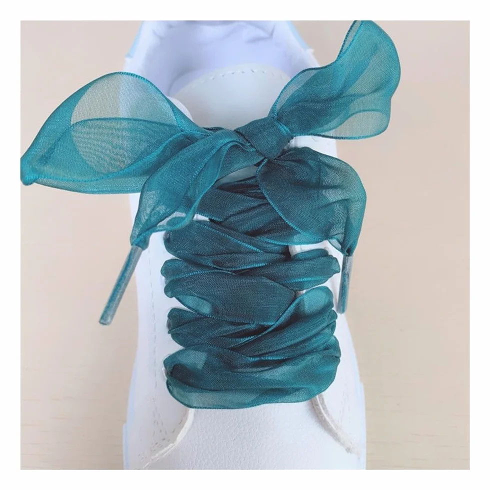 3 paia di lacci per scarpe in organza da 4 cm larghi 60-180 cm da donna con fiocco piatto in raso di seta nastro di tela scarpe da ginnastica scarpe sportive lacci