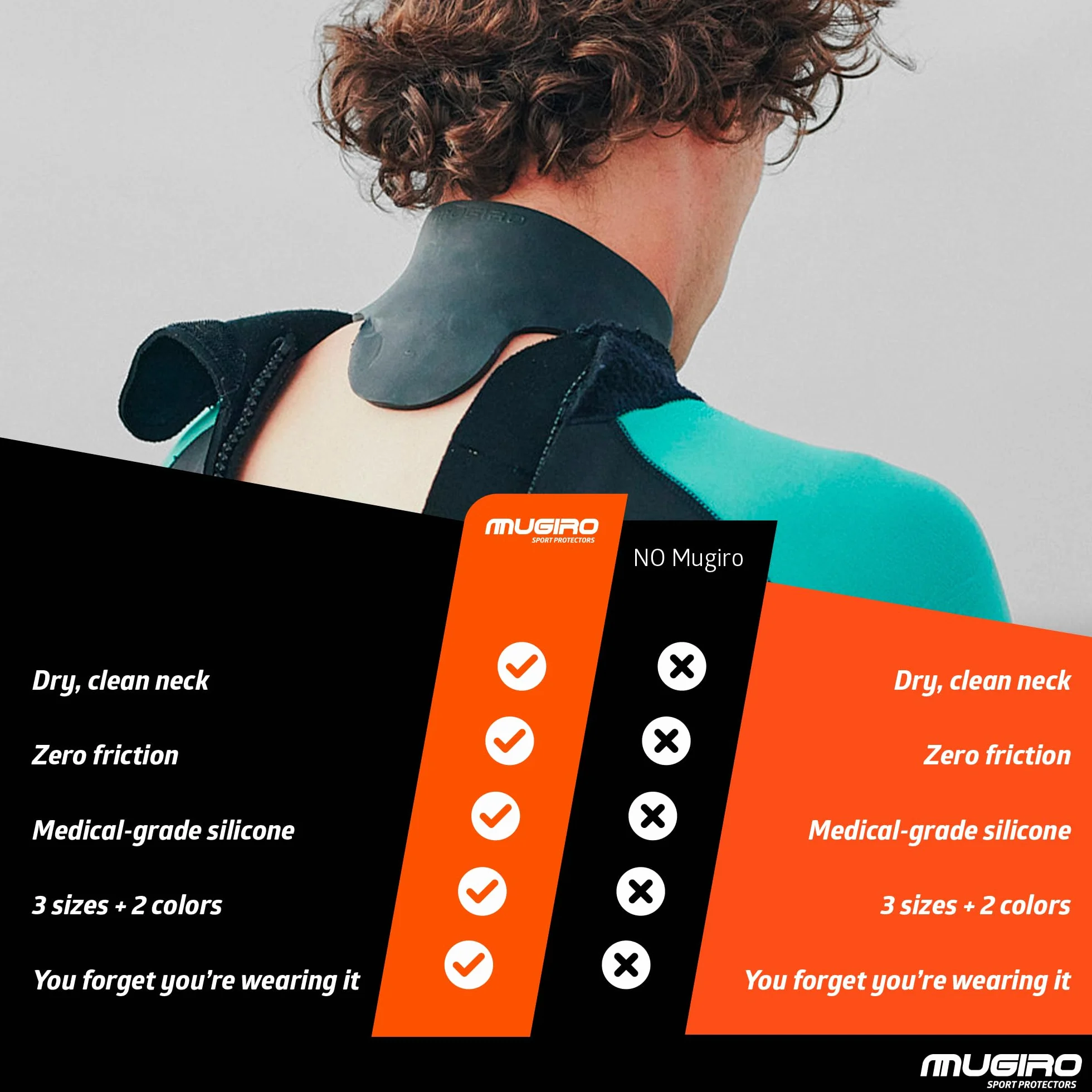 Protezione Collo per Muta in Neoprene – Previene Irritazioni e Ferite in Nuoto, Surf e Immersioni – Collare Elastico Compatibile con Vaselina – Riutilizzabile – Colore Arancione
