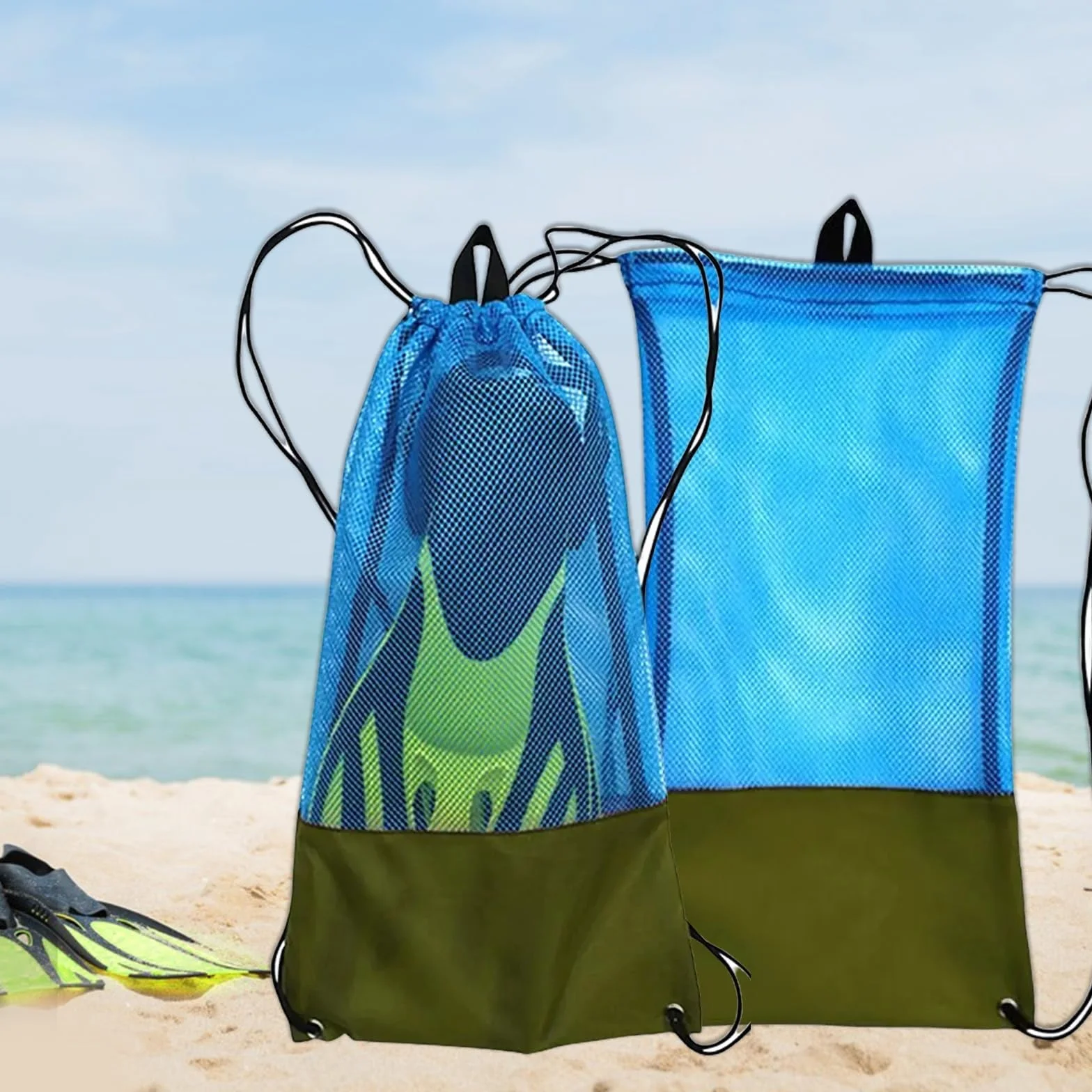 Borsa da nuoto in nylon resistente con coulisse per uomo donna bambino attrezzatura subacquea