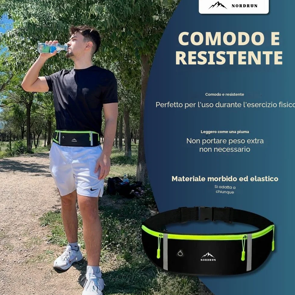 Marsupio Running Impermeabile Uomo Donna per Corsa Sport Trekking Fitness Jogging Cintura Palestra Cellulare