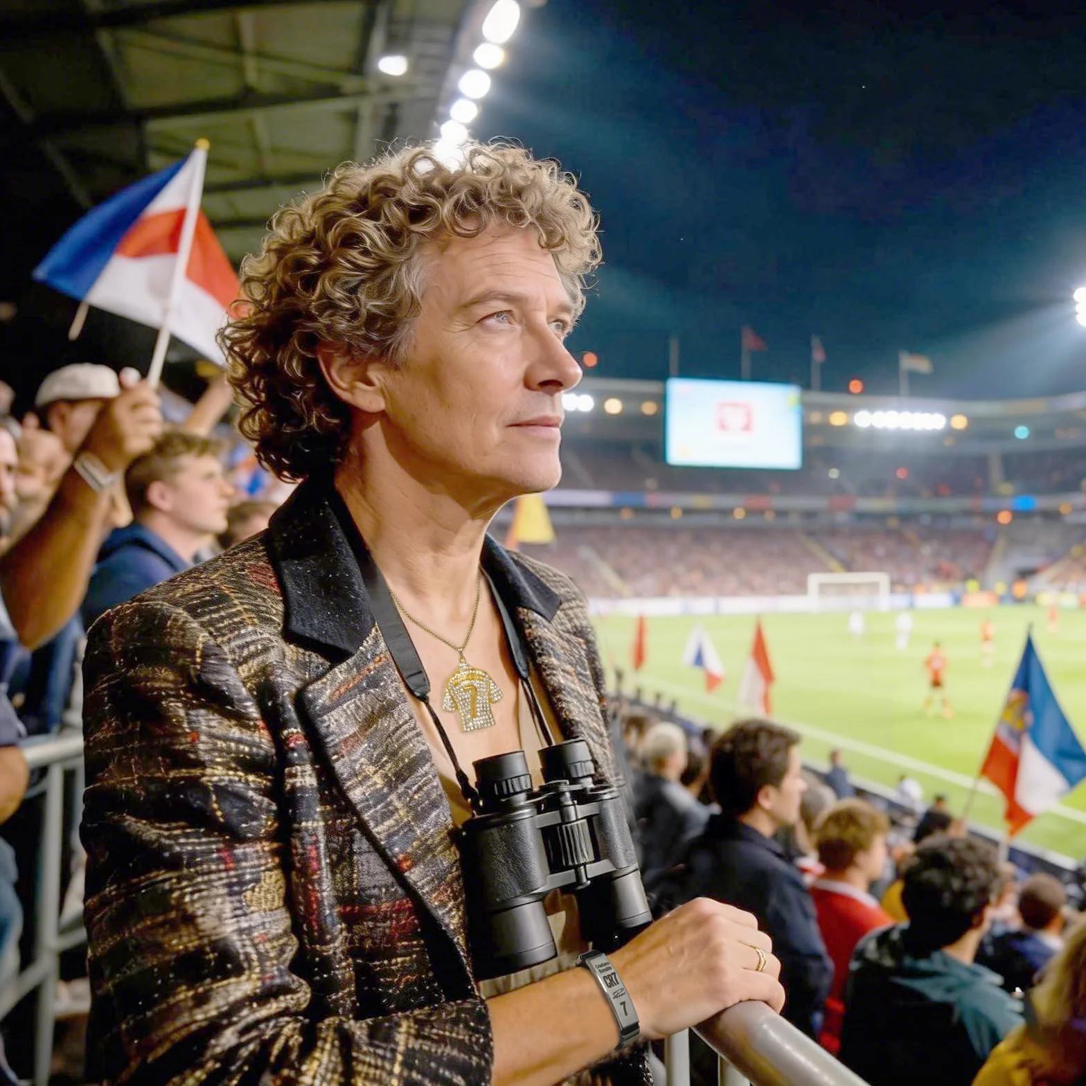 CR7 zestaw 3 akcesoriów piłkarskich bransoletka wisiorek 3D czarno-złoty logo regulowane 7 łańcuszków