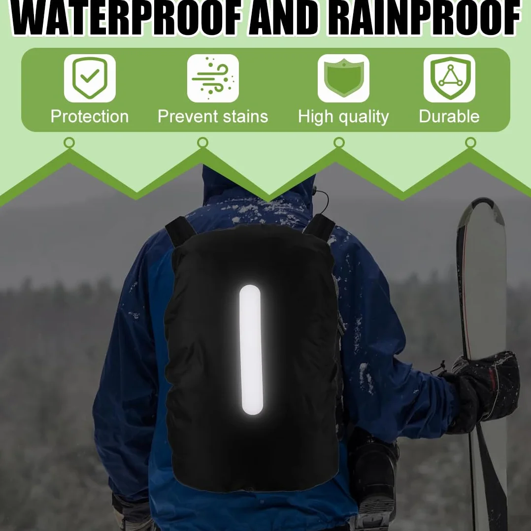 Parapioggia Zaino Impermeabile 45L con Strisce Riflettenti, Copertura Antipioggia per Escursionismo Campeggio Ciclismo