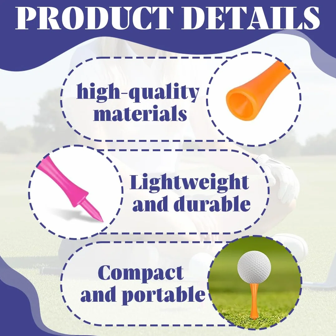 Golf Tees Professional 48 Pezzi, Golf Tee in Plastica, Controllo Altezza, Colore Misto, 25-83mm