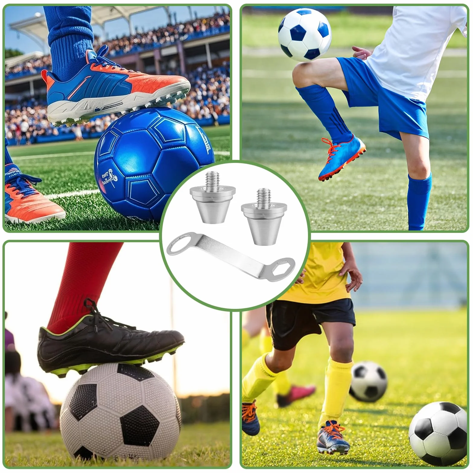 Tacchetti da Calcio Ferro 12 Pezzi Compatibili per Scarpe Sportive con Chiave 11 mm 13 mm