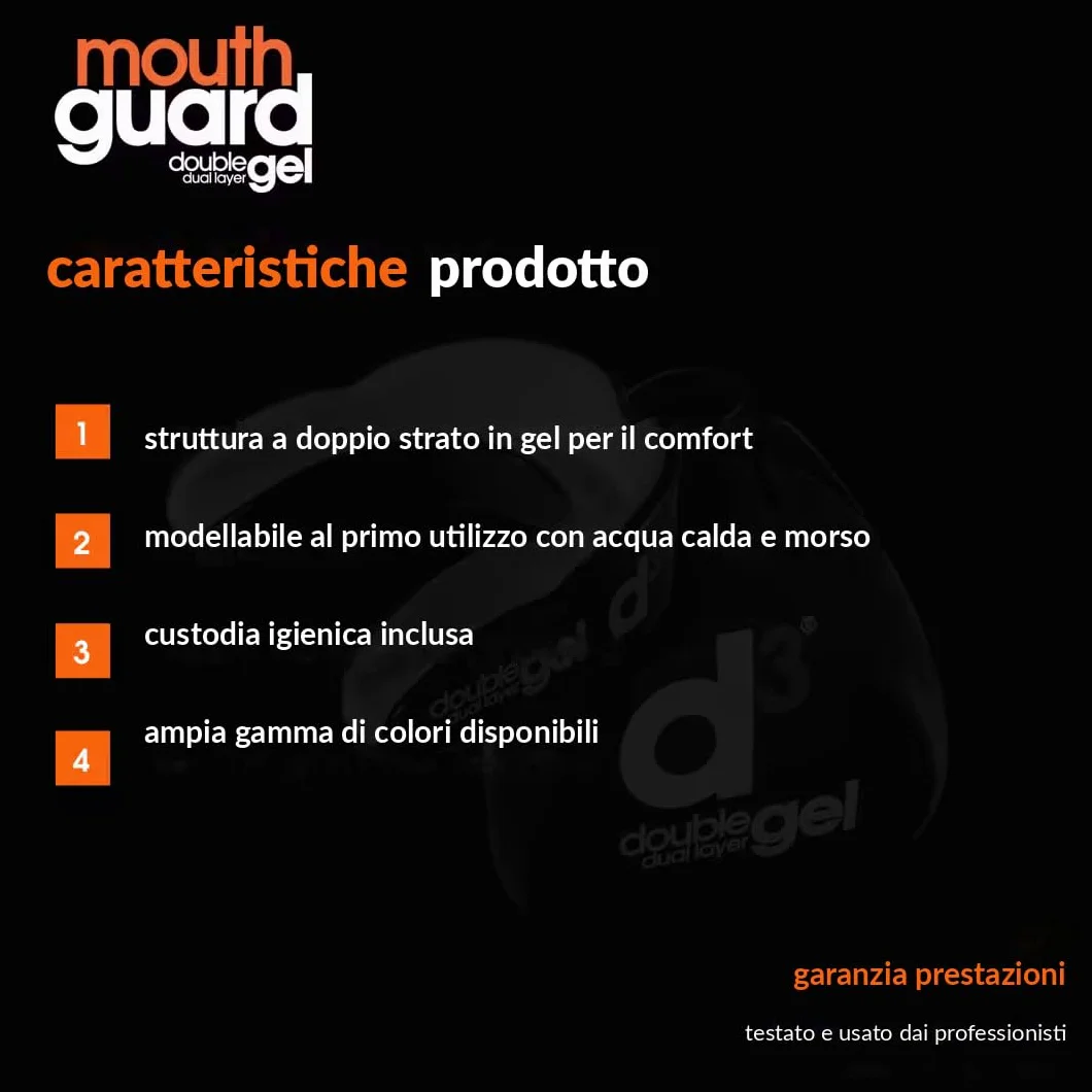 d3 Paradenti Sportivo Doppio Strato Gel Protezione Bocca Denti Boxe MMA Kickboxing Muay Thai