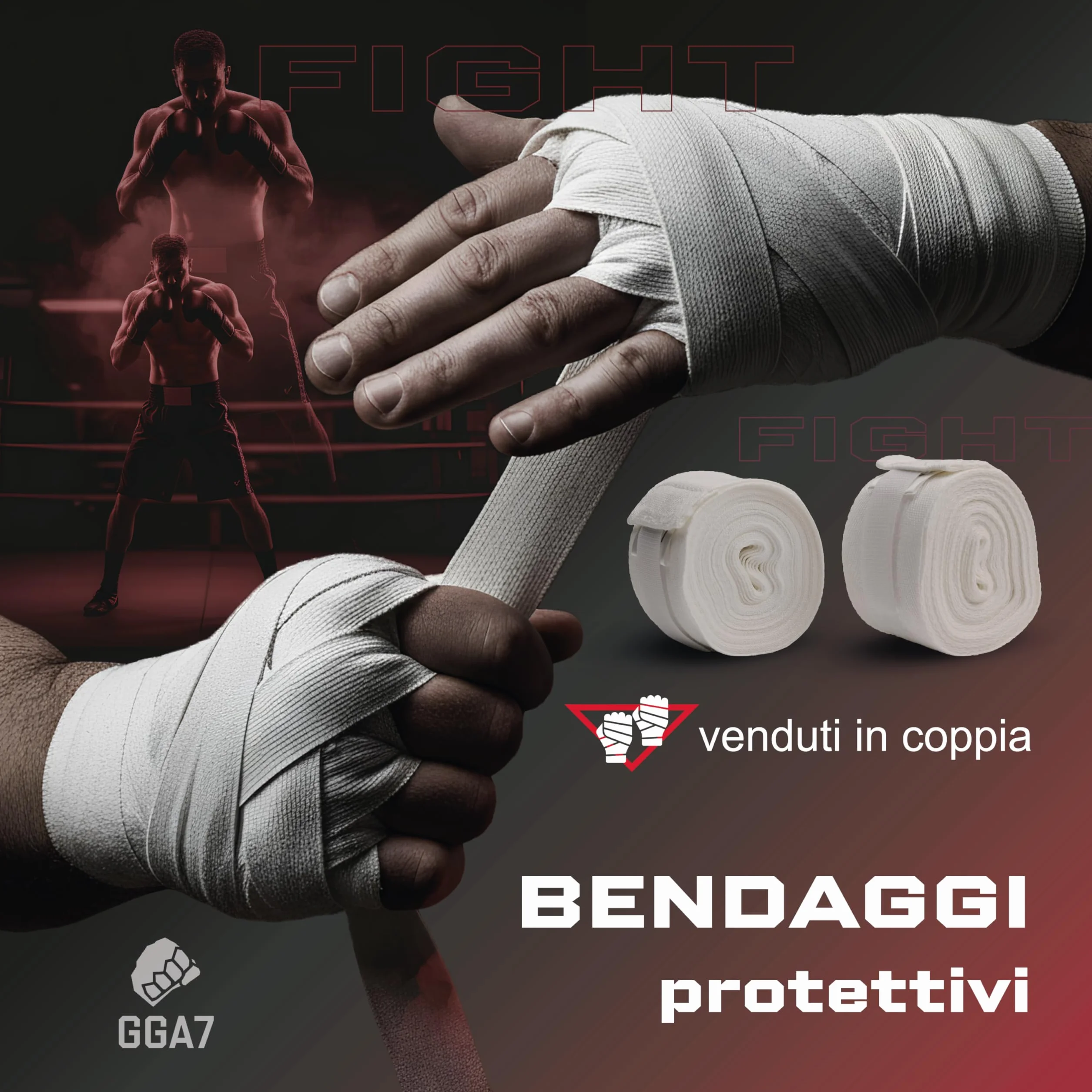 Fasce Boxe 5 Metri Bianche – Bendaggi da Pugilato Elastici con Asola per Pollice e Chiusura a Strappo, Set 2 Pezzi