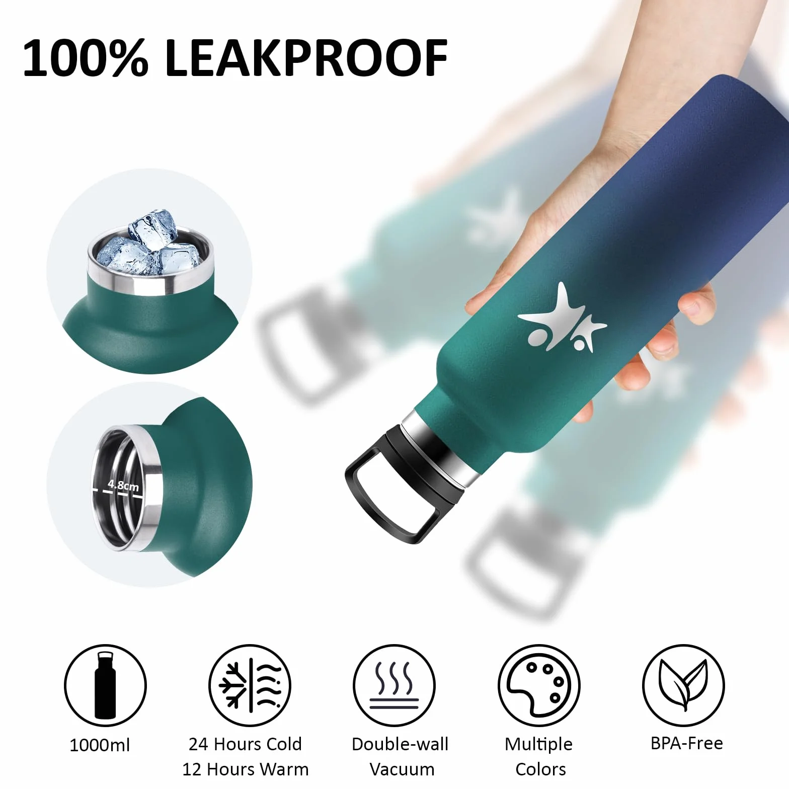 Borraccia Termica Acciaio Inox 1 Litro Senza BPA 18/8