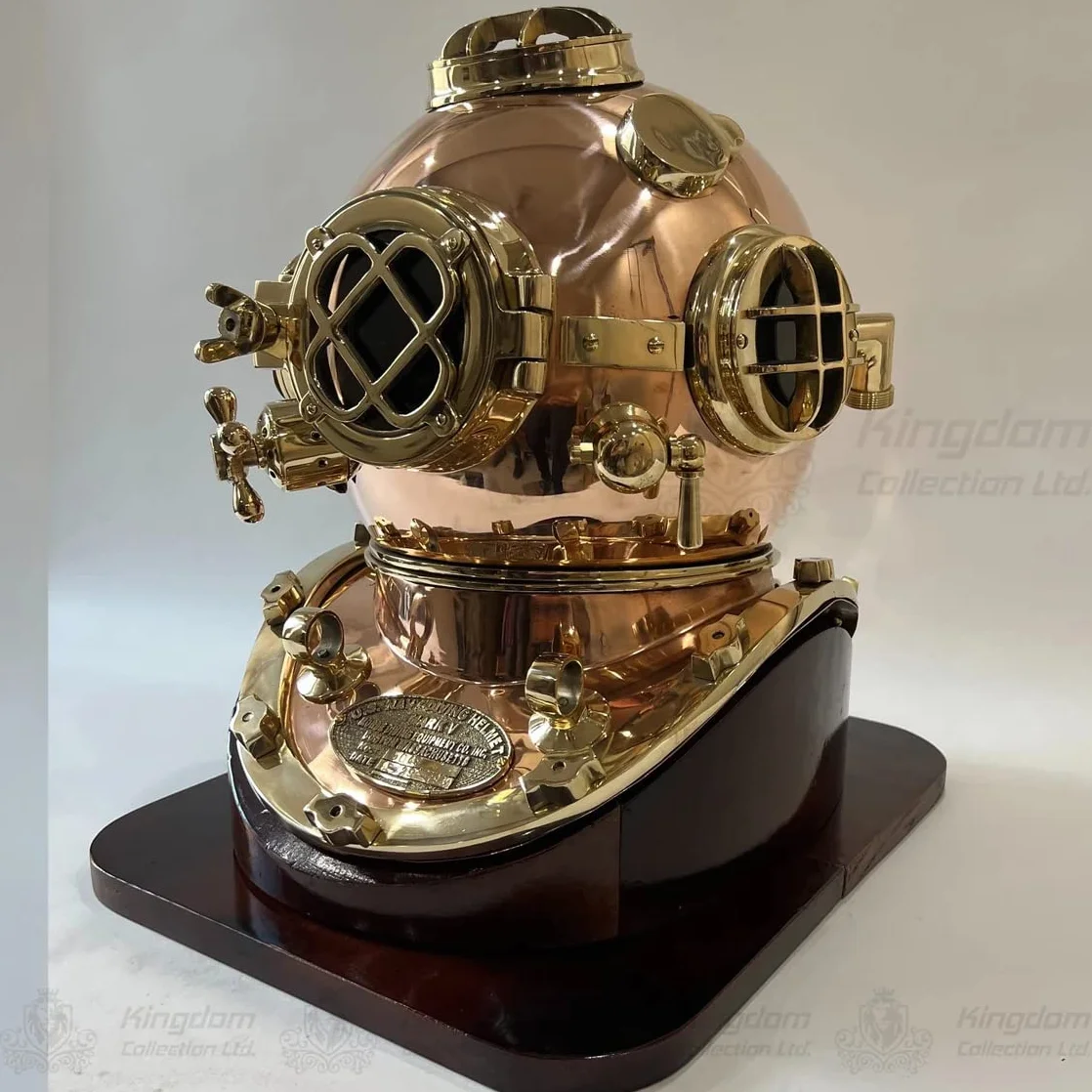 SIAN Mark V US Navy Full Size Rame e Ottone Casco Immersione Collezione Esclusiva con Stand Divers Casco