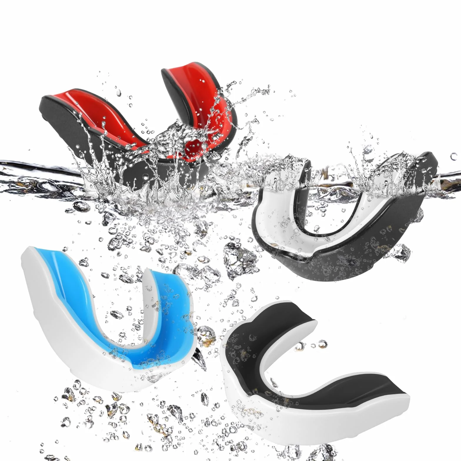Flintronic Paradenti per Adulti e Bambini 4 Pezzi Sportivo Slim Rugby Boxe Kick Boxing Arti Marziali Hockey Taekwondo