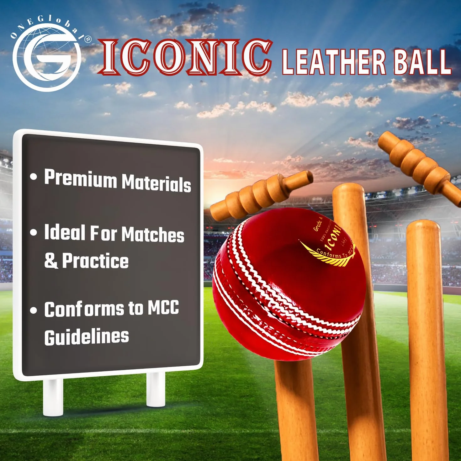 Iconica palla da cricket in pelle 100% cucita a mano 156 g impermeabile 4 pezzi
