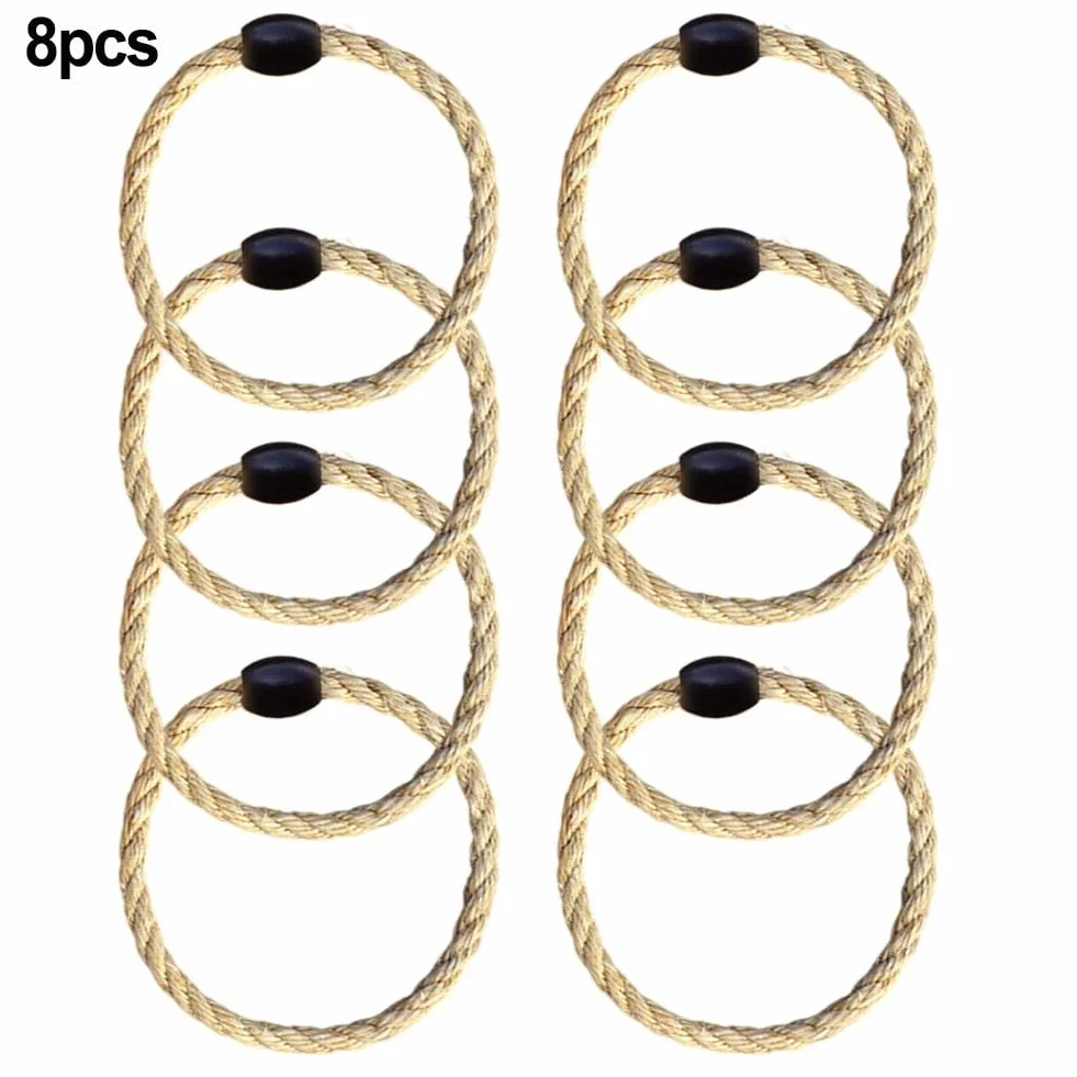 Set di anelli per lanciare gli anelli all'aperto in corda di canapa con perline di legno per giochi per feste in giardino UK Lawn Toss anelli di ricambio per cortile carnevale giocattolo portatile
