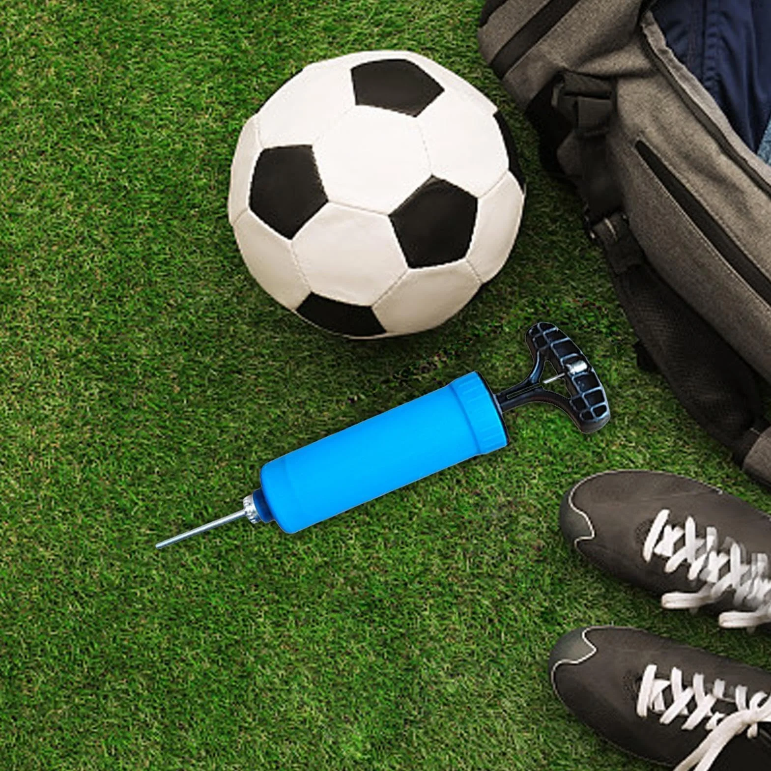 Pompa ad aria manuale portatile per palloni sportivi con ago