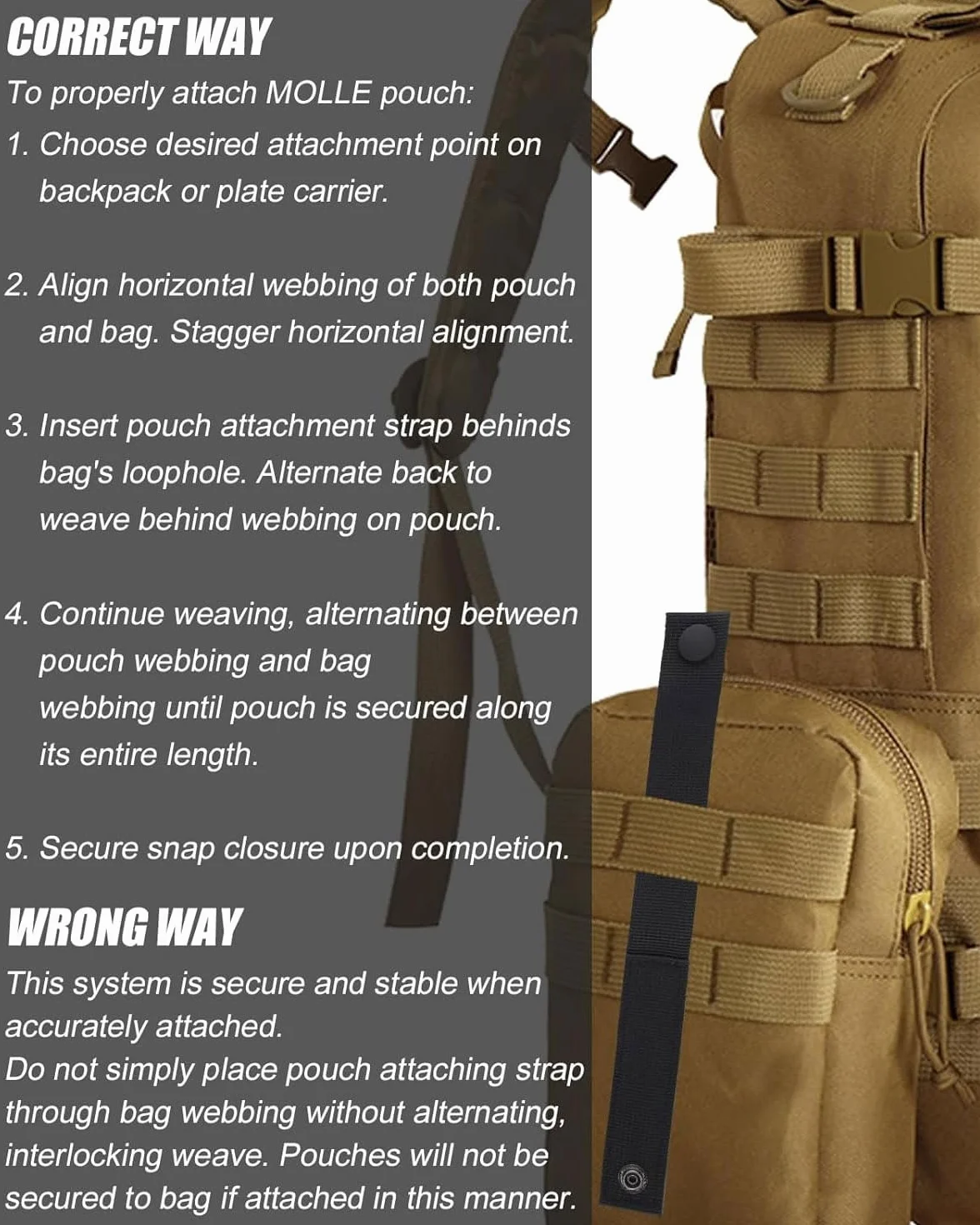 MOLLE Cinghia 2 Pezzi Fettuccia Nylon Utility Backpack Strap Accessory Connector