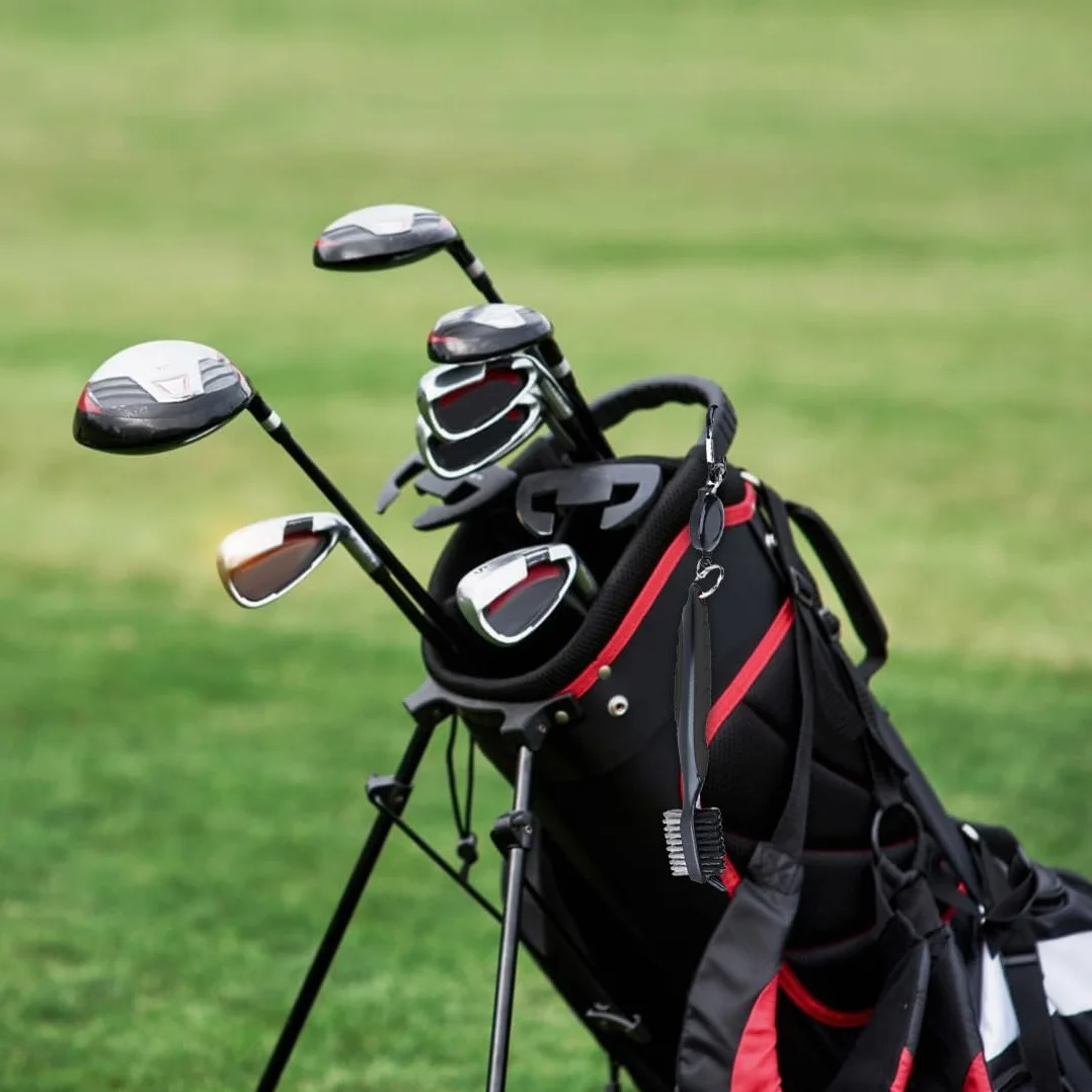 Spazzola per Mazze da Golf Doppio Lato Nylon & Acciaio con Setole per Pulire Faccia e Groove – Moschettone