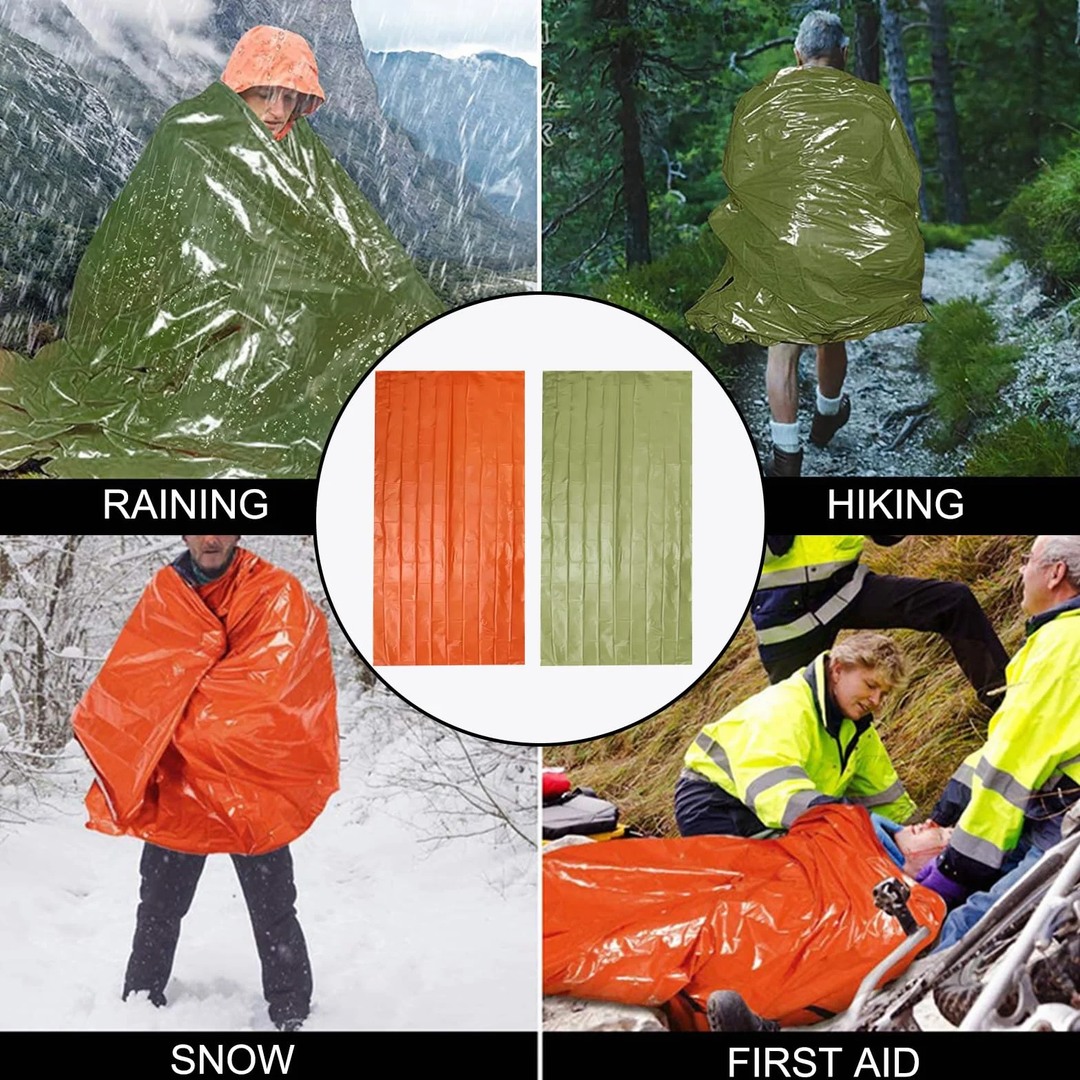 Bivy Bag Impermeabile 2 Pezzi, Coperta di Sopravvivenza Riutilizzabile per Campeggio