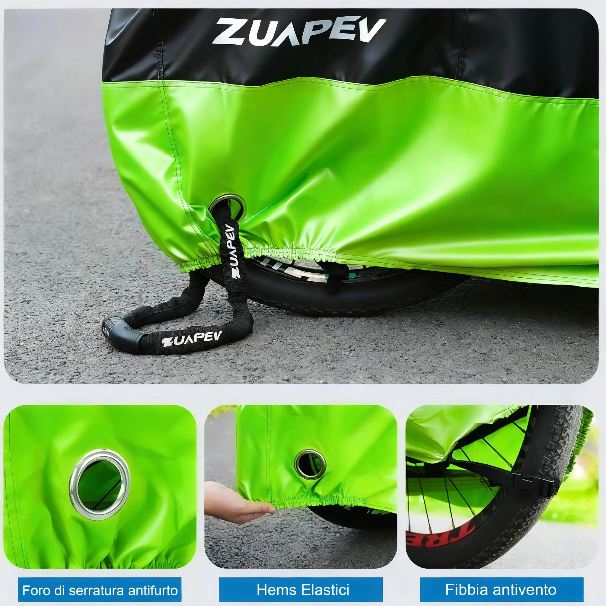 ZUAPEV® Telo Copri Bicicletta Impermeabile 210D Copertura Biciclette Pioggia Custodia Bici Corsa MTB Elettrica Pieghevole Bambino