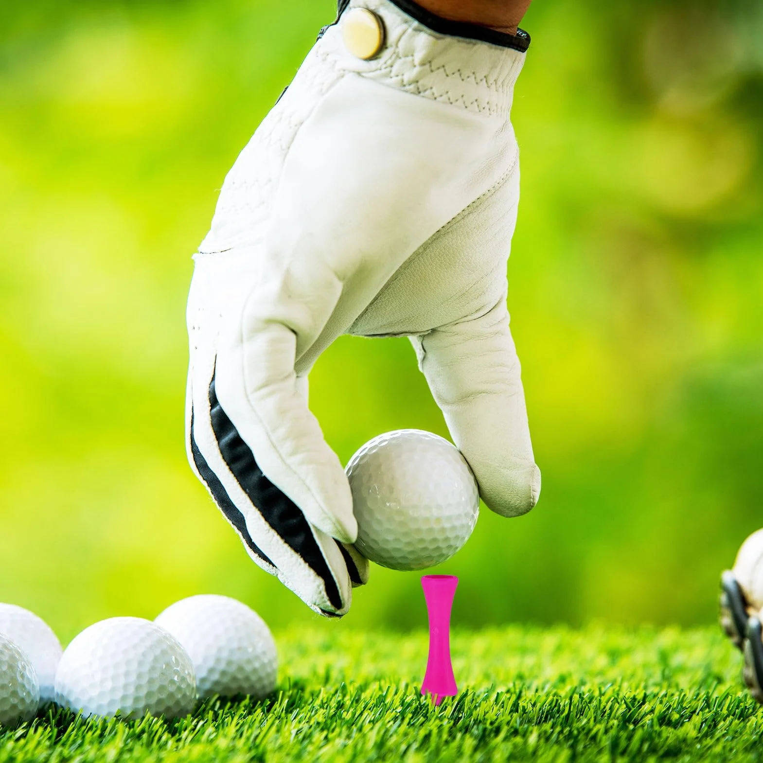 100 tè da golf in plastica, 57 mm, Tee da golf rosa, ben visibili, colori vivaci, Castle Tees Golf portatili per golfisti per esercitare, indistruttibili tè da golf in plastica