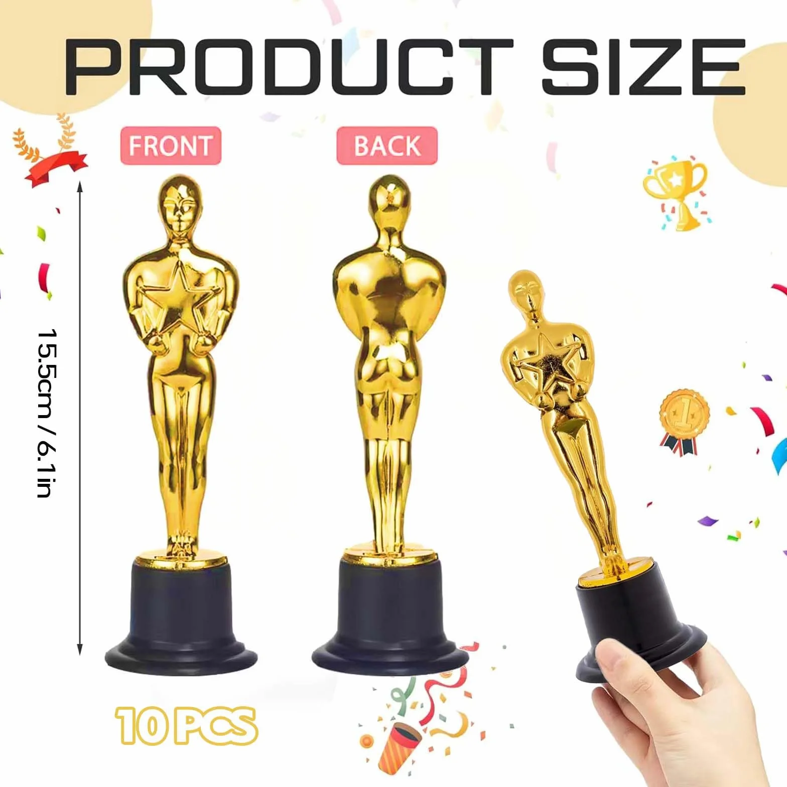 Statue Trofeo D'oro 10 Pezzi, Trofei di Plastica per Cerimonia di Premiazione