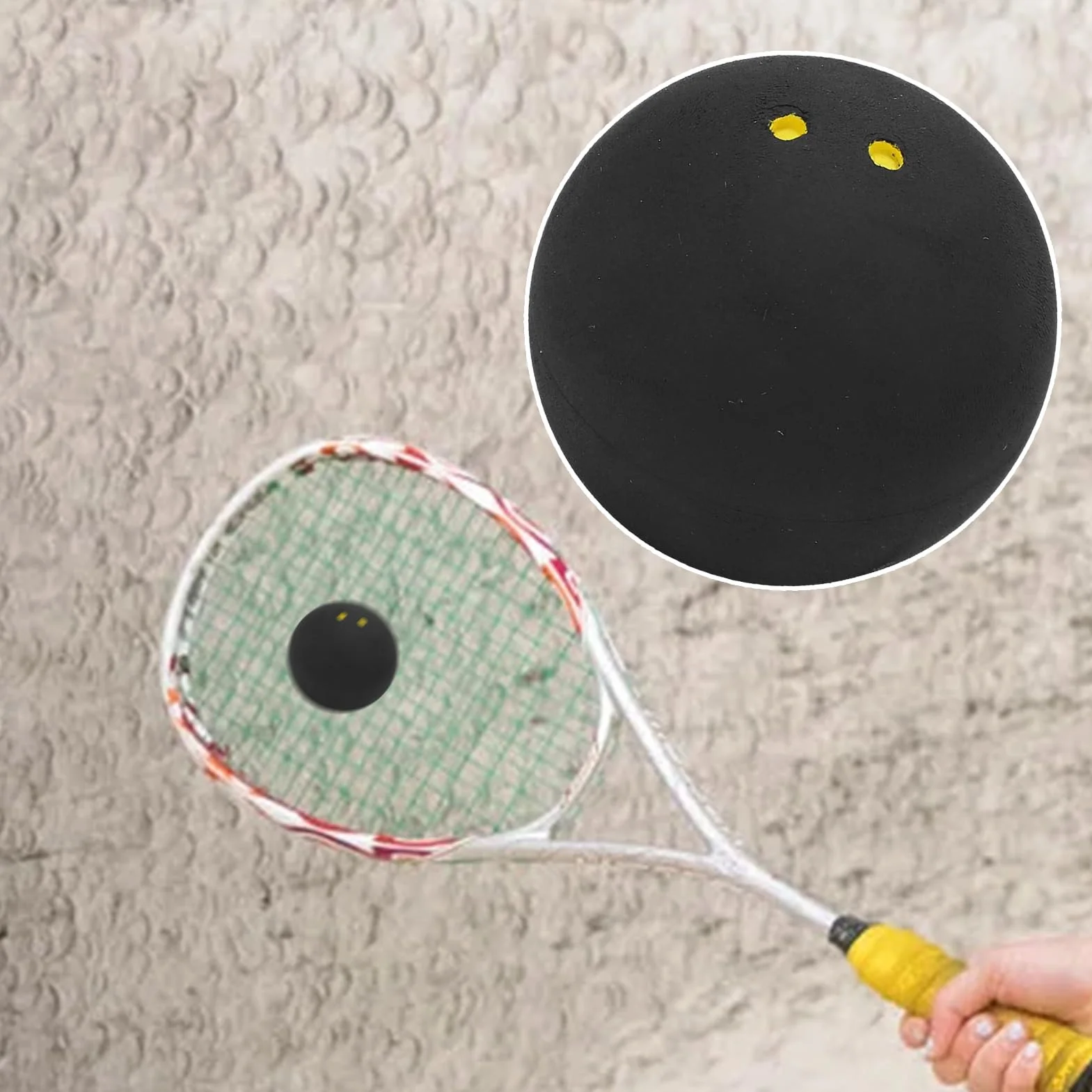 Palline Da Squash Doppio Punto Giallo - Palla per Gioco a Mano con Rimbalzo Alto per Principianti, Allenamento