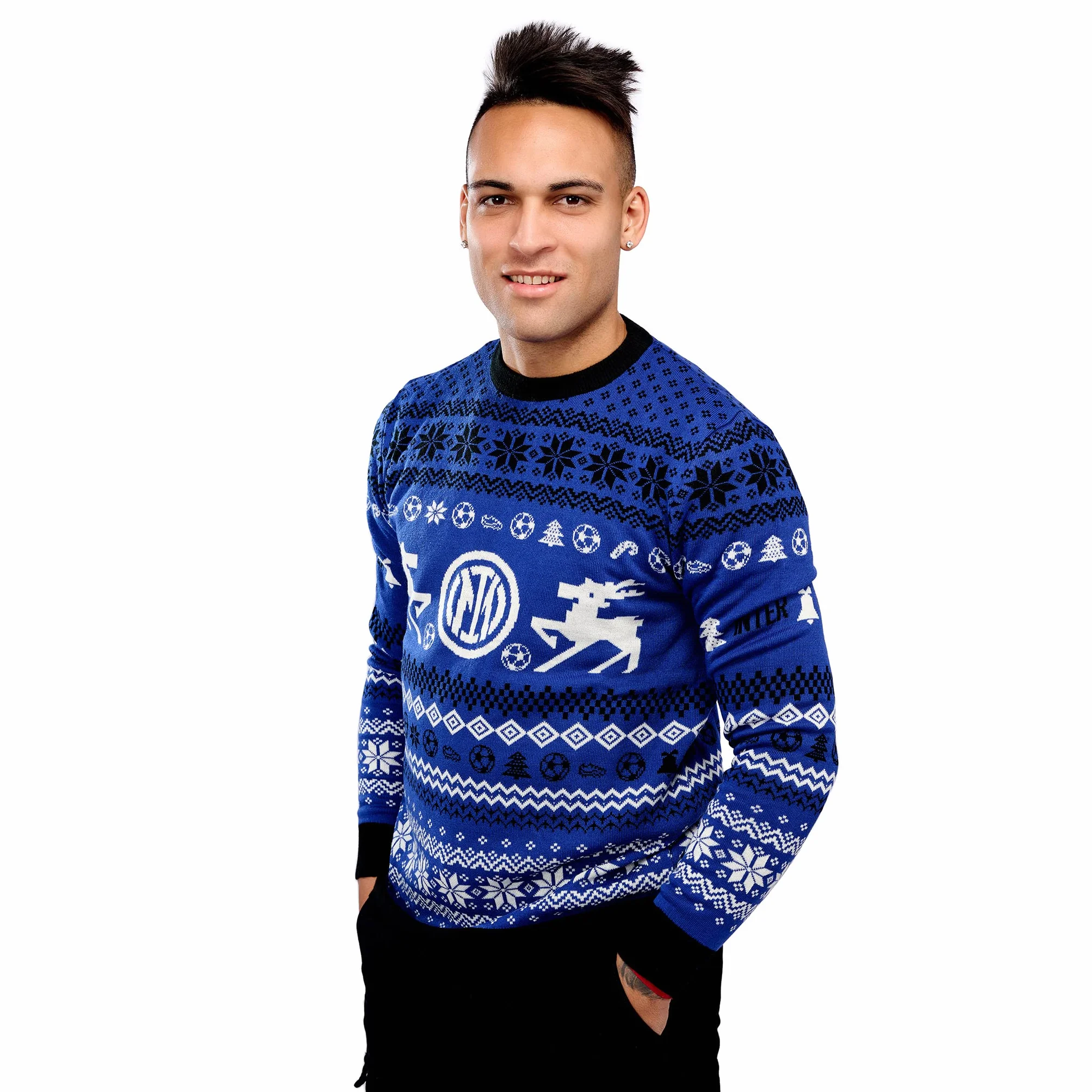 Inter Maglione Natalizio, Maglione Unisex - Adulto, Nerazzurro, XL