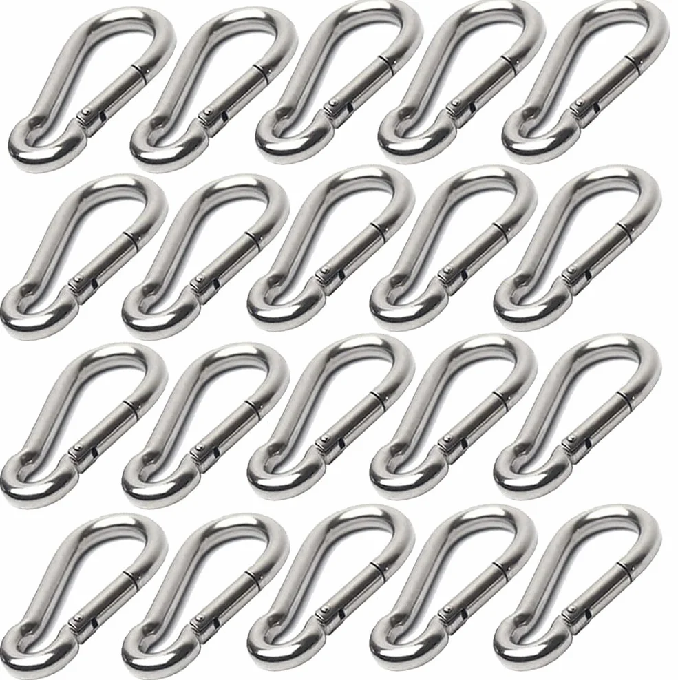 Moschettoni in Acciaio Inox 304 M5 50x5mm 20 Pezzi per Portachiavi Campeggio
