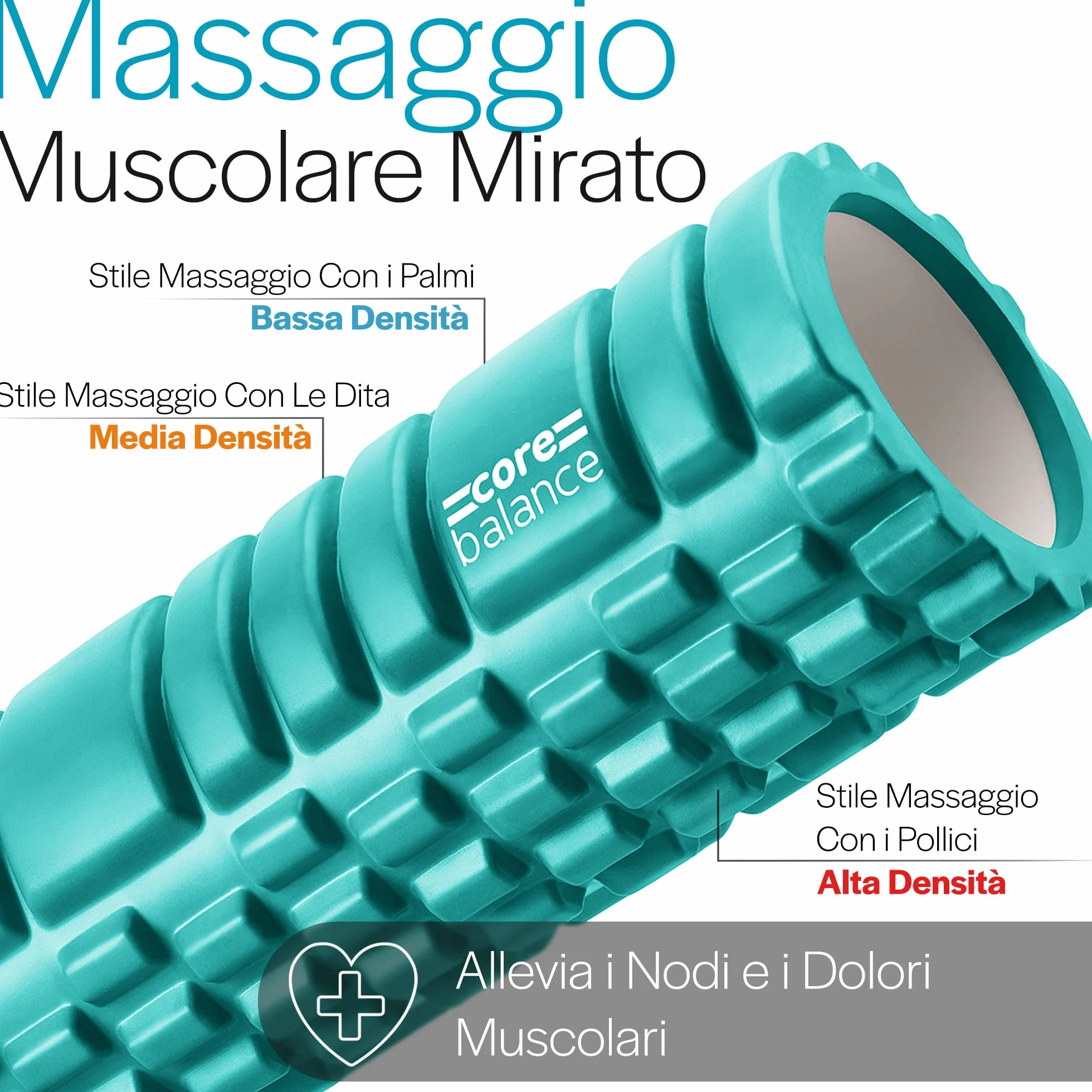 Core Balance Foam Roller Rullo in Schiuma per Massaggio Muscolare Profondo Trigger Point Automassaggio Palestra Yoga Pilates