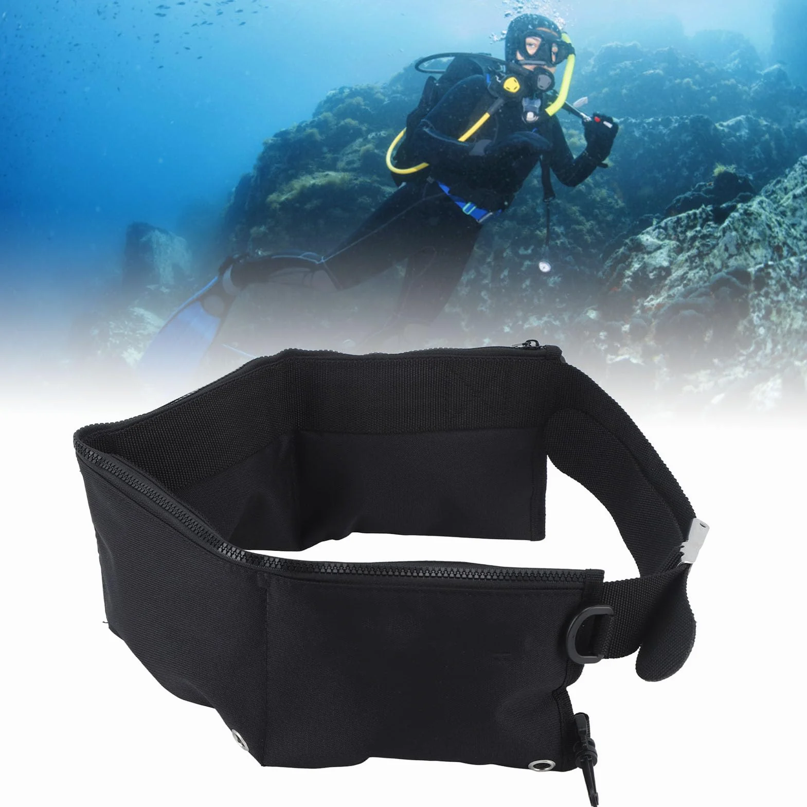 Cintura per Pesi in Vita Regolabile con 4 Tasche in Neoprene e Tessuto Oxford Nylon 600D per Apnea