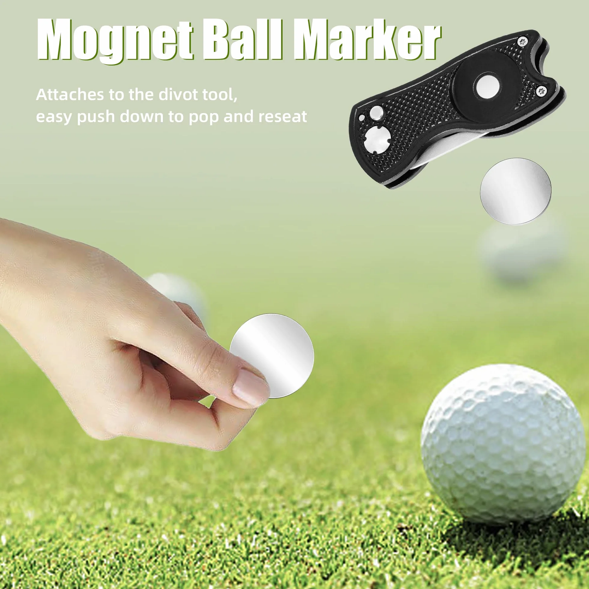 Mile High Life 4 pezzi Golf Divot Tool pieghevole metallo riparazione pop-up indicatore magnetico