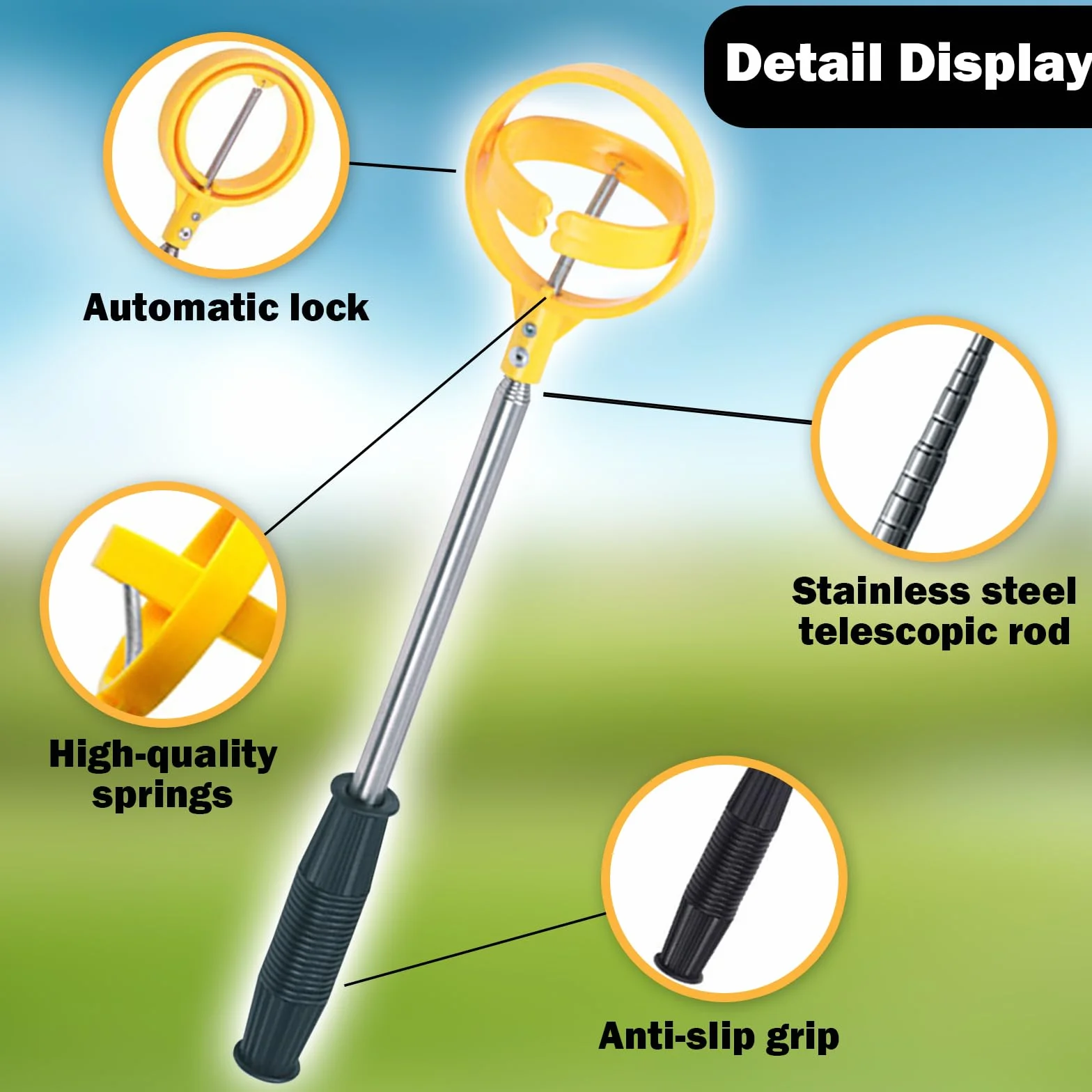 Ideal Swan - Raccoglitore telescopico retrattile per palline da golf, raccoglitori telescopici per palline da golf per acqua, grabber per palline da golf in acciaio inossidabile, accessori da golf per