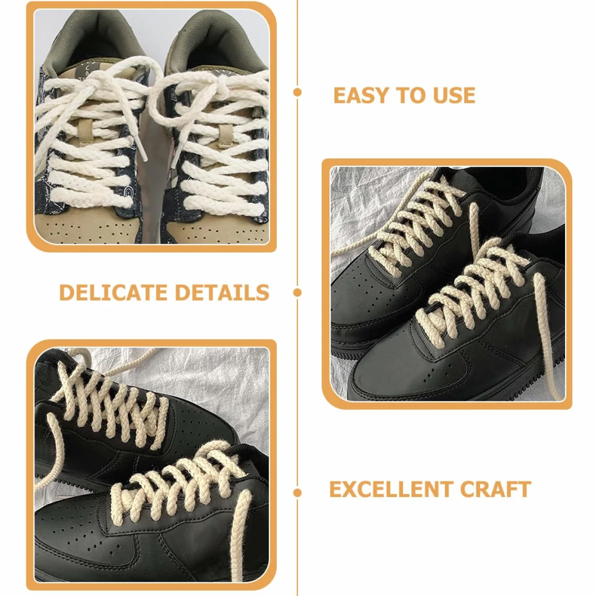 Abaodam Lacci per Scarpe Intrecciati Spessi in Poliestere 120 CM Set da 2 Lacci Decorativi e Multifunzionali per Scarpe Sportive e Stivali per Uso Quotidiano e Outdoor