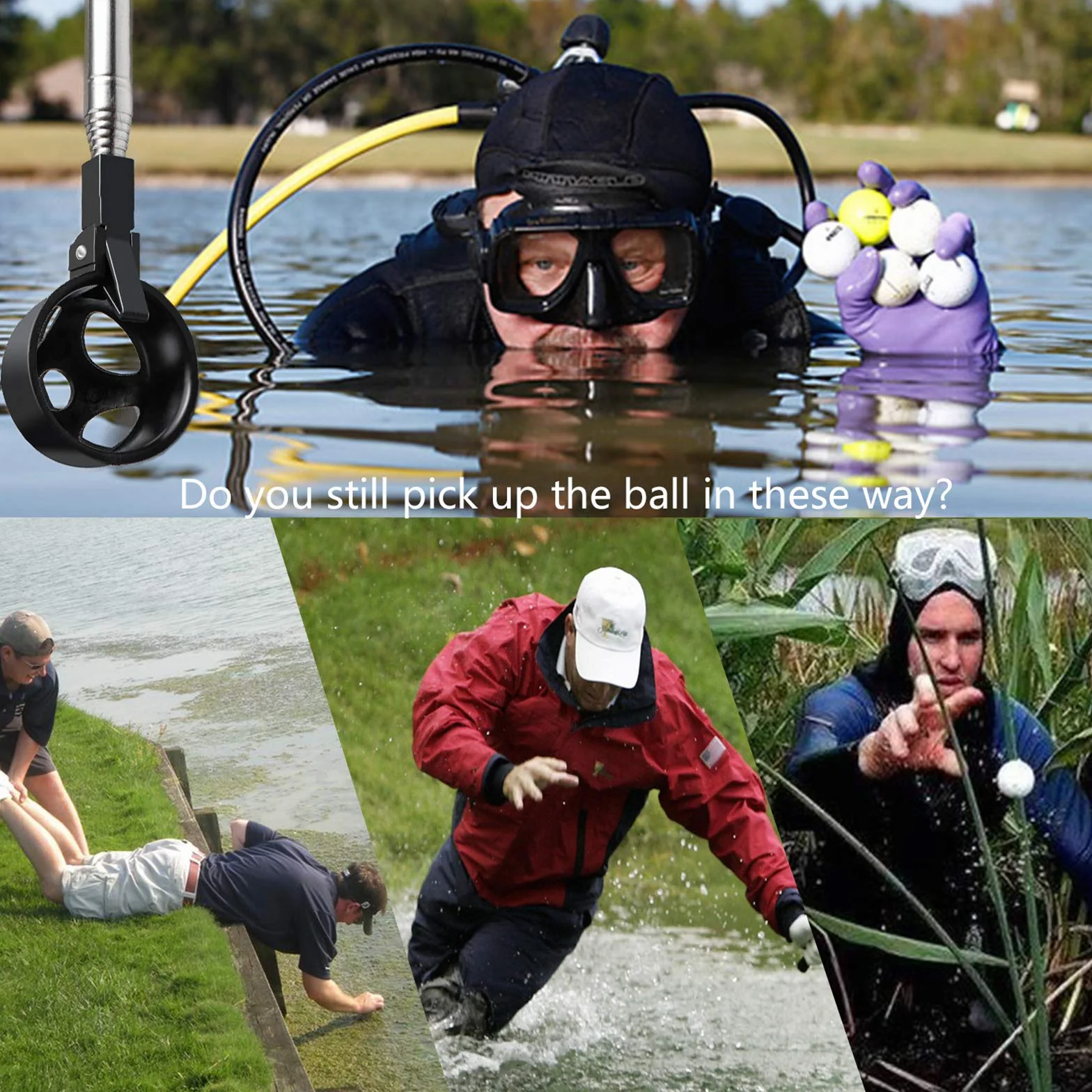 prowithlin Golf Ball Retriever, Retriever per Palline da Golf Telescopico Inossidabile per Acqua con Pinza per Pallina da Golf, Accessori da Golf Regalo da Golf per Uomo, Lunghezza: 1,83m / 2,74m