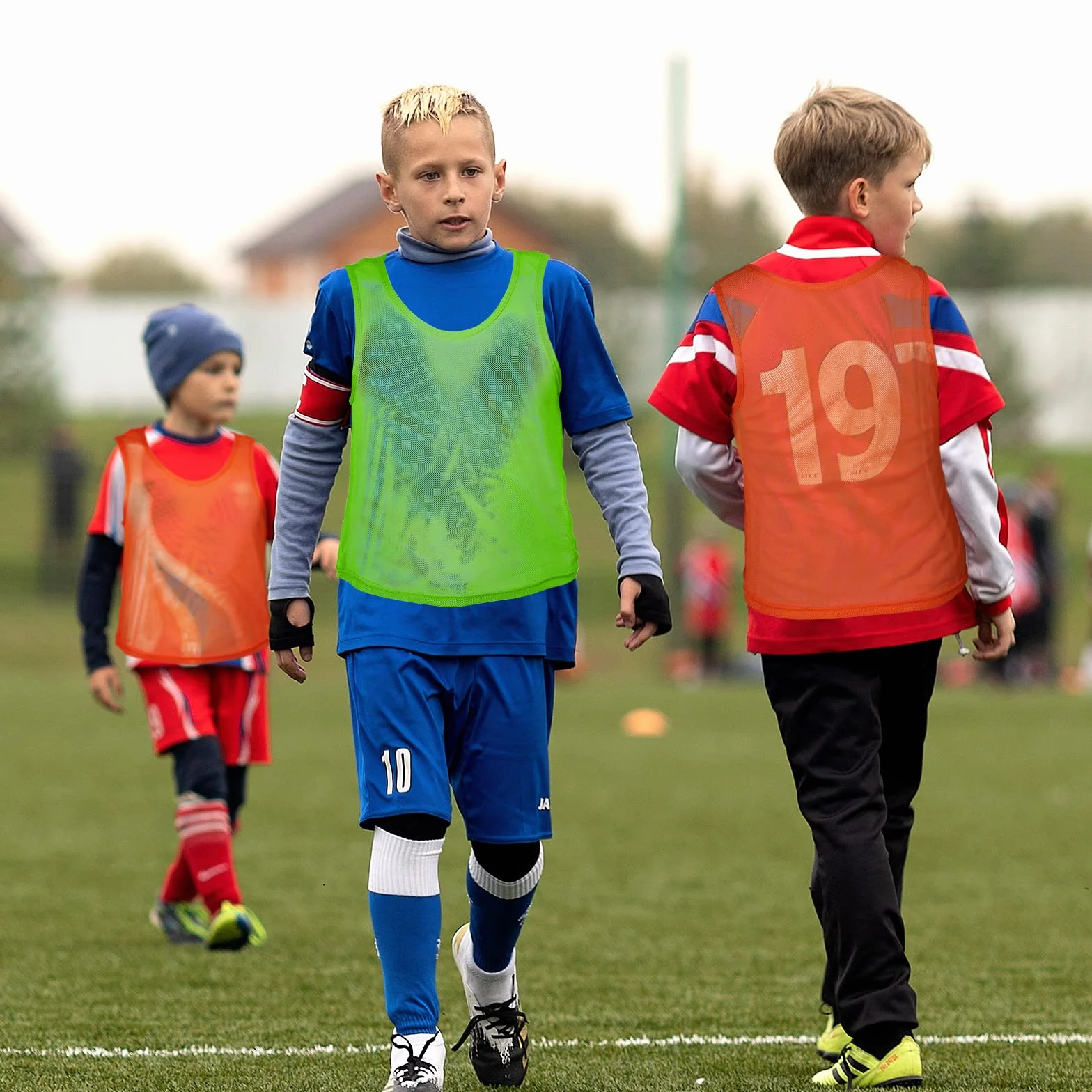 Savita 12 Pz Gilet Scrimmage in Rete di Nylon Verde Fluorescente per Calcio Basket Bambini