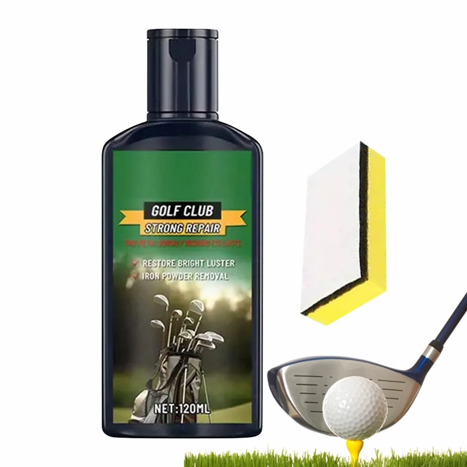 Kit Pulizia Mazze Golf Rimuovi Ruggine Pasta Rimozione Graffi 120ml Spugna Lucidatura Rame Metalli