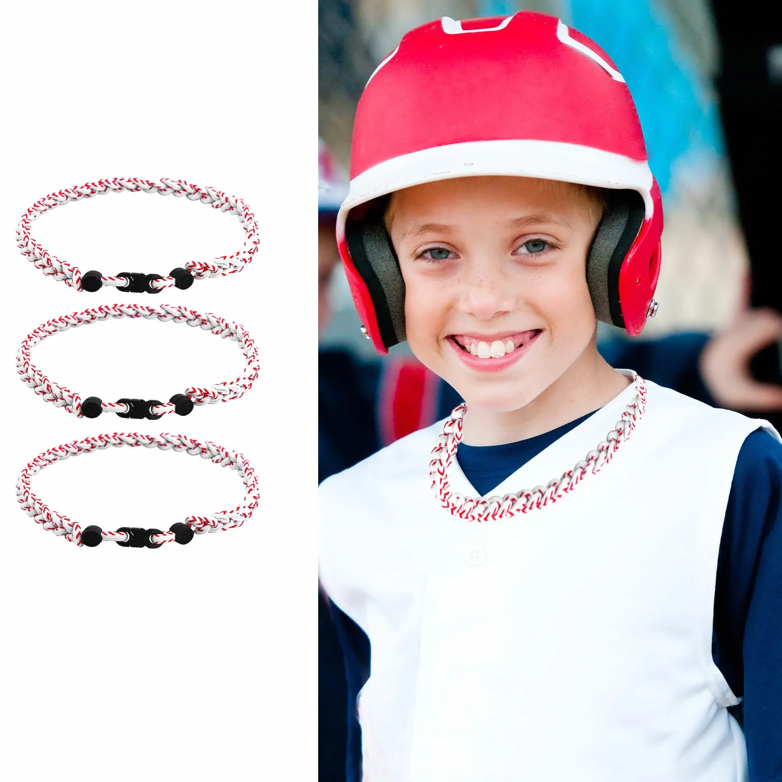 Mikovivi Collana Uomo Baseball Poliestere Intrecciata Sportiva Colori Diversi Accessori Tifosi Calcio Basket