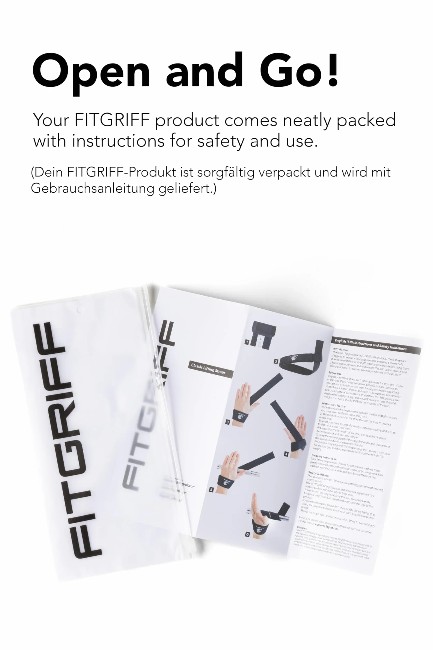 Fitgriff® Straps Palestra Fascette Sollevamento Pesi Cinghie Stacchi Gym Lifting Accessori Bodybuilding