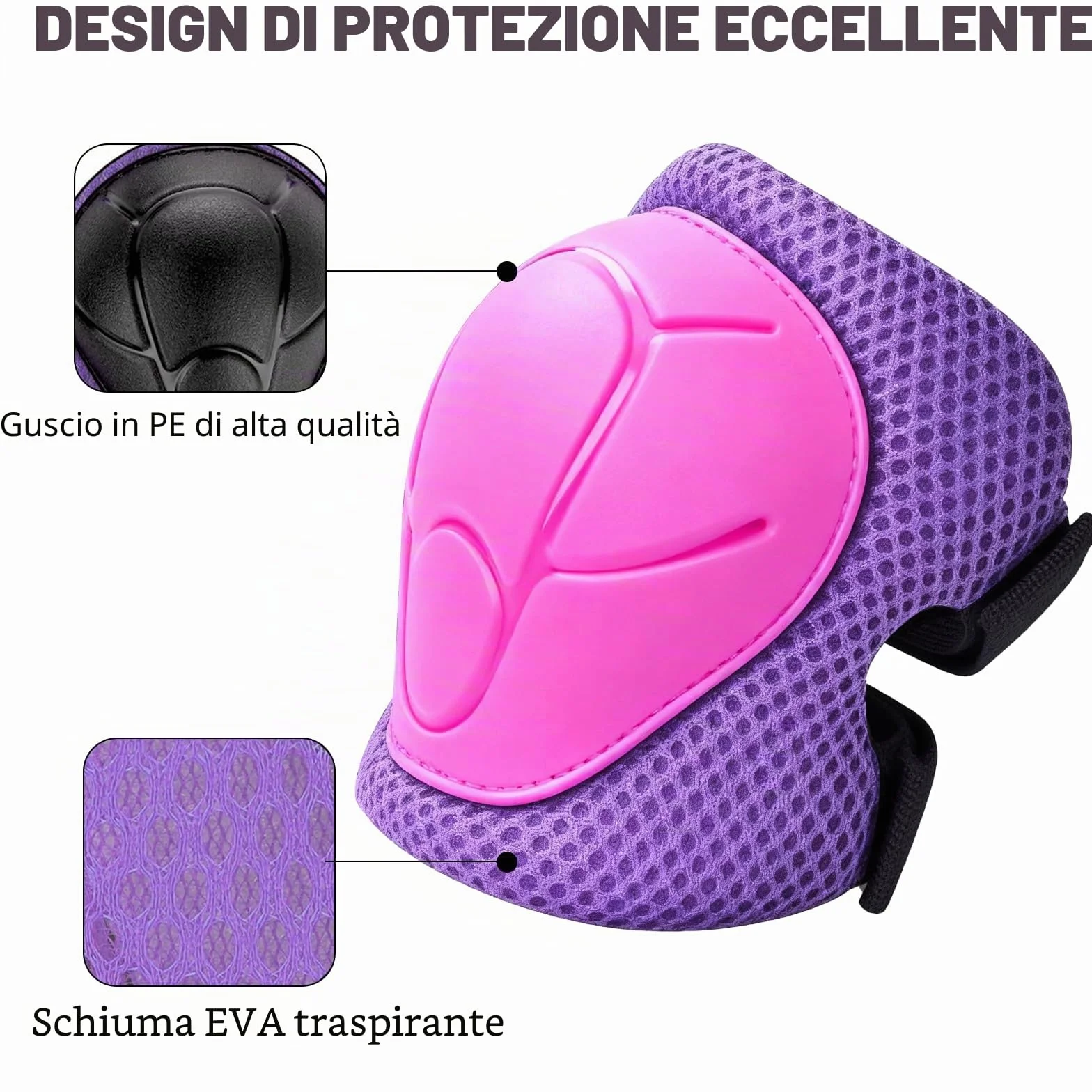 Zorplex Protezione Kit per Bambini, Sicurezza Set 6 in 1 Ginocchiere Gomitiere Tutore Polso, Regolabile per Skateboard Scooter Rollerblade