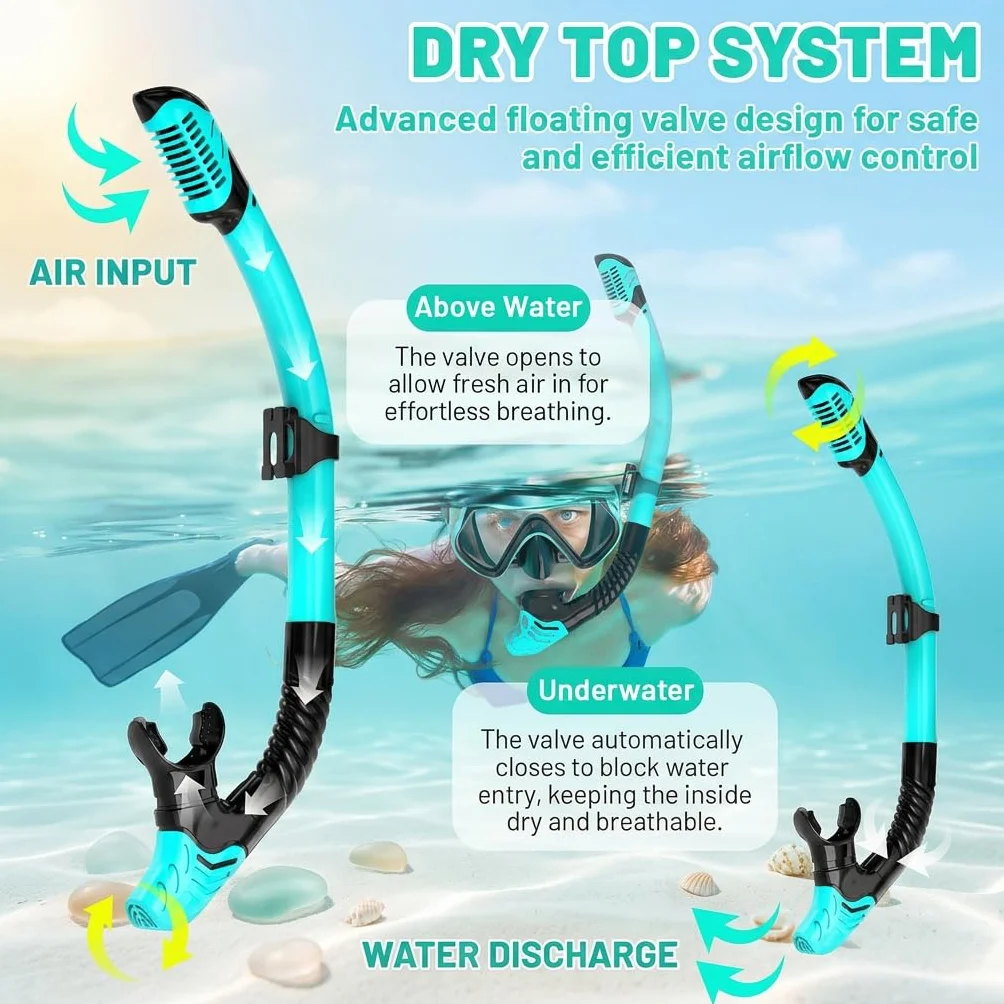 Maschera Snorkeling Panoramica 180° Set per Snorkeling con Maschera e Boccaglio Anti-Fog & Anti-Perdite Maschera Subacquea Snorkel Set Maschera Sub Regolabil per Unisex Adulto