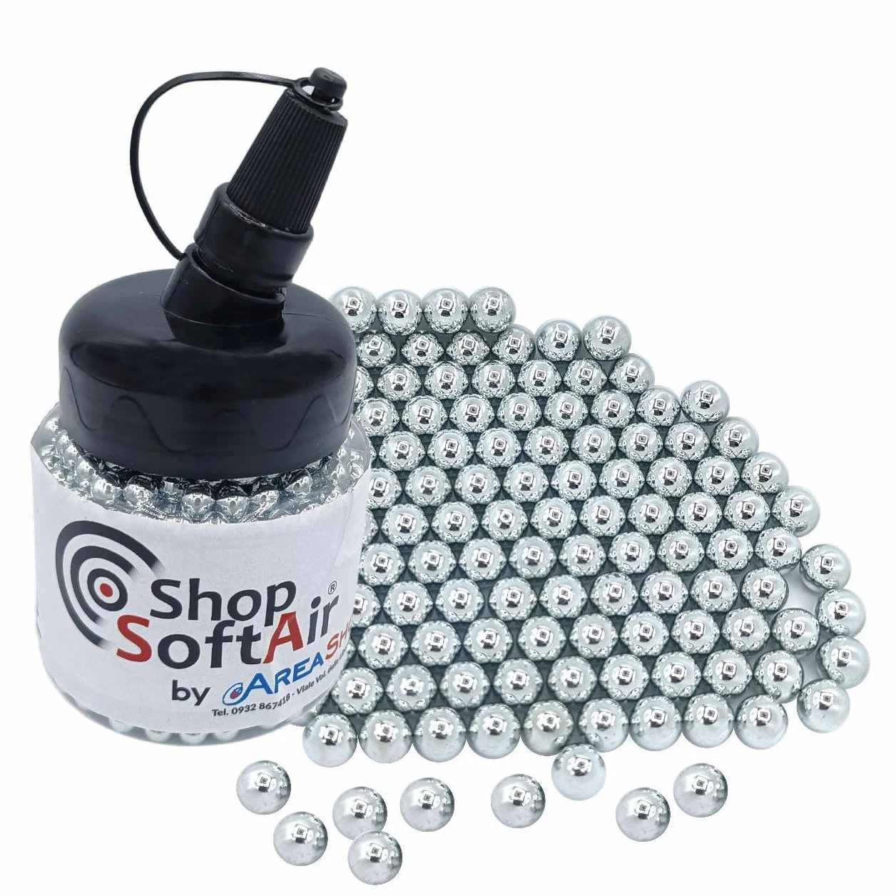 Pallini Softair 6mm Metallo 1000BB Lucide + Portapallini Omaggio