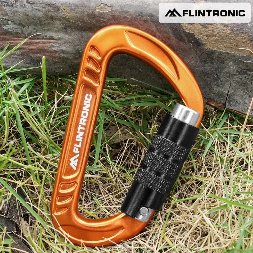 Flintronic Moschettoni con Chiusura, 12/25/30KN Moschettone in Alluminio, Moschettoni Portachiavi Gancio da Campeggio, Moschettoni con Ghiera da Arrampicata, per Campeggio Pesca Escursionismo