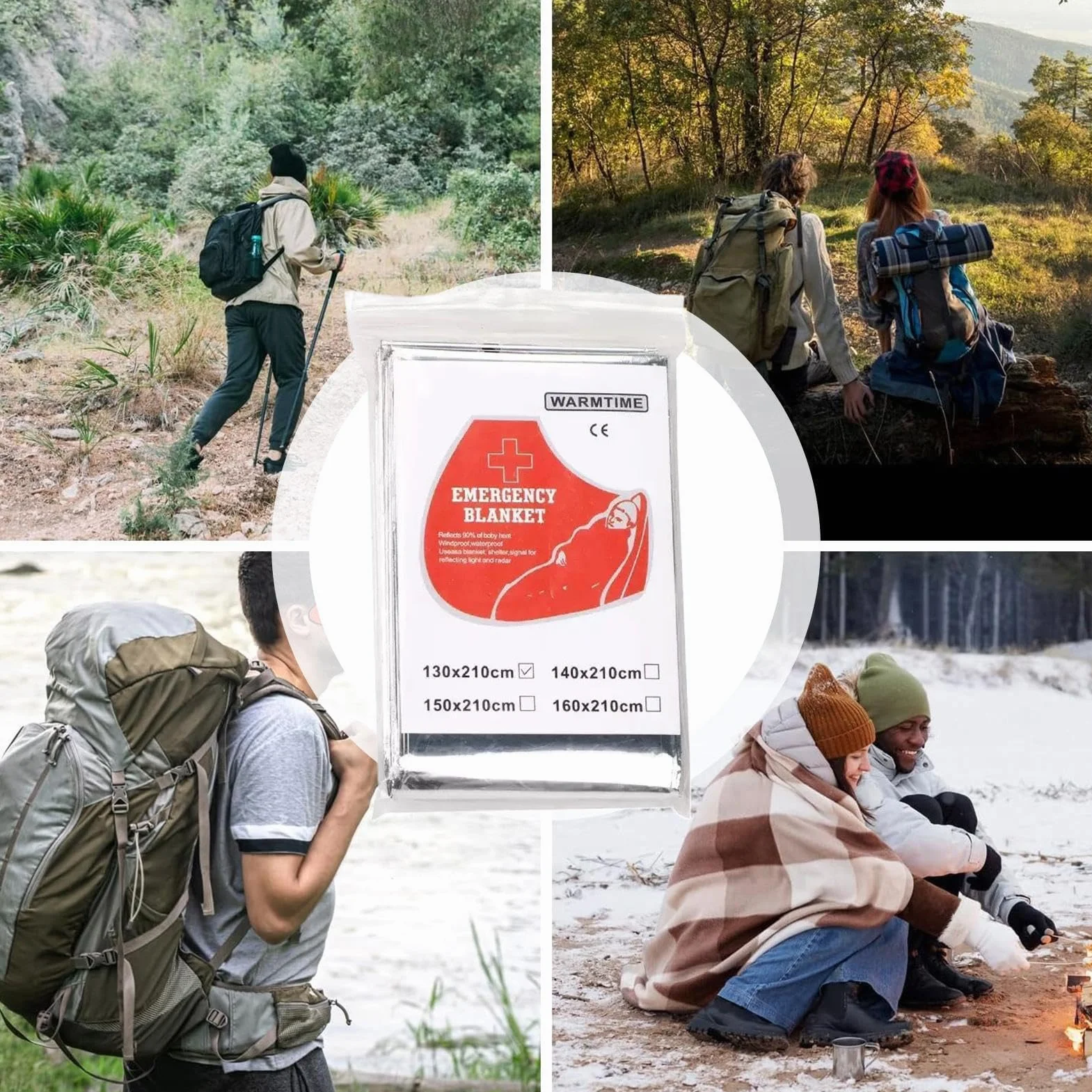 Coperta Termica Riutilizzabile - Attrezzatura Di Sopravvivenza Spaziale Grande 130x210 Cm, Foglio Di Alluminio Isolante | Copertura Per Sacco A Pelo Di Emergenza Per Campeggio, Escursionismo E Neve, S