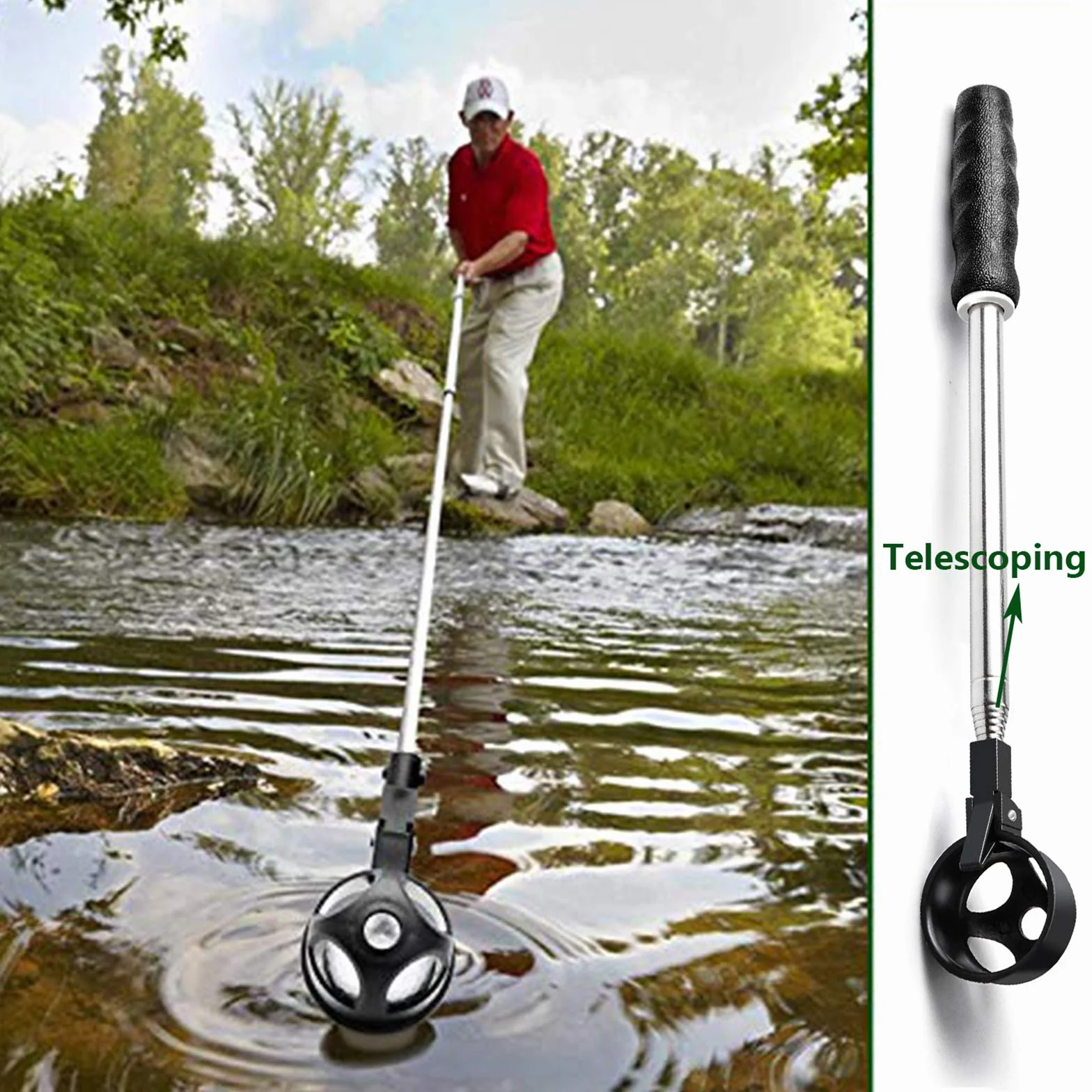 prowithlin Golf Ball Retriever, Retriever per Palline da Golf Telescopico Inossidabile per Acqua con Pinza per Pallina da Golf, Accessori da Golf Regalo da Golf per Uomo, Lunghezza: 1,83m / 2,74m