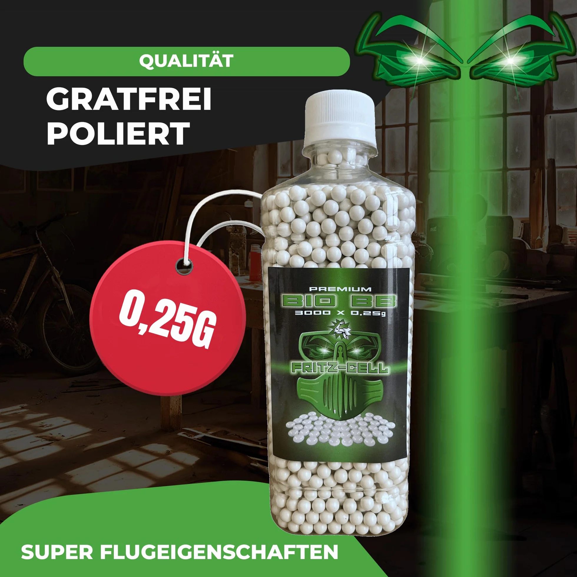 3000 Airsoft Premium Bio BBS 6 mm 0,25 g Fritz-Cell biodegradabile