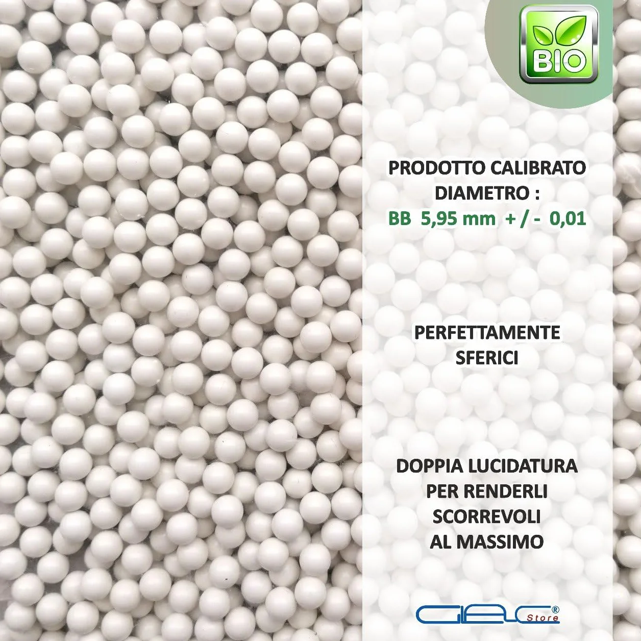 Pallini BB Biodegradabili Bio 500gr 6mm Softair Verdi Bianchi 0,20 0,23 0,25 Grammi con 5 Bersagli 14x14