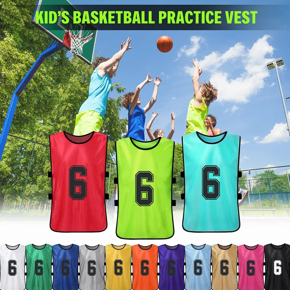 Youth Soccer Pinnies 12-Pack Quick Dry Basketball Training Vest