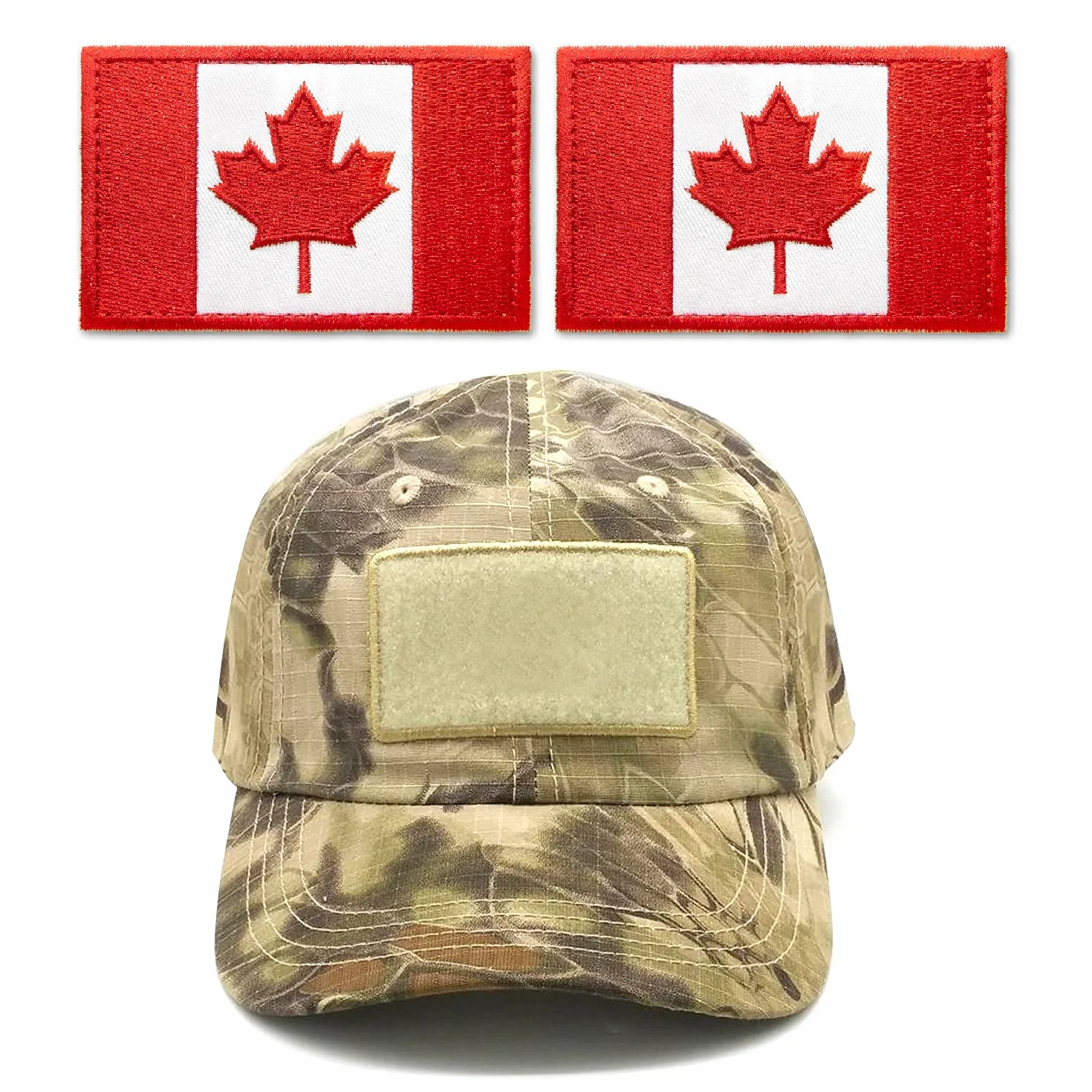 Anley - Toppe ricamate con bandiera canadese tattiche (confezione da 2) - toppa con stemma 2 "x 3" cucita per uniforme militare - chiusure a strappo si attaccano a cappelli tattici