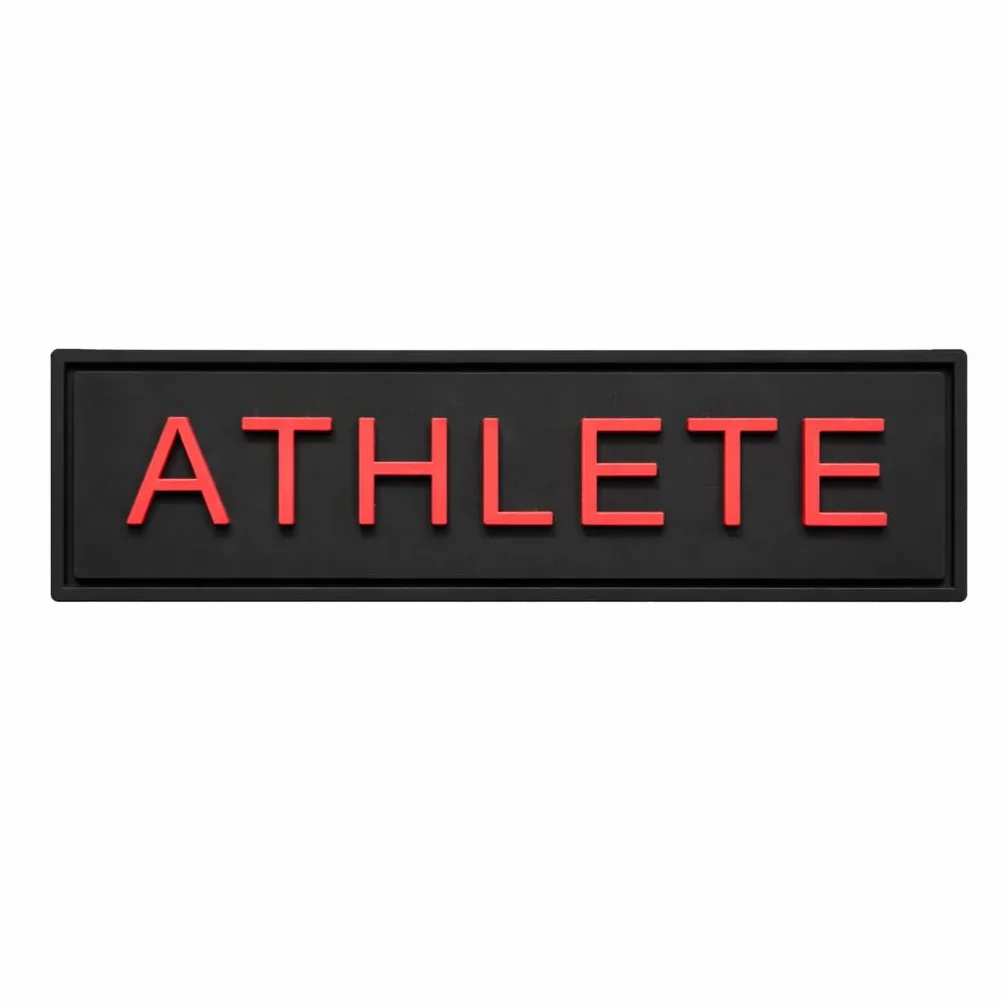 Toppa ATHLETE in PVC 3D – Etichetta Tattica per Zaino, Palestra o Outdoor – Design Resistente con Chiusura a Strappo Forte – Accessorio Sportivo per Palestra (Nero con lettere rosse)