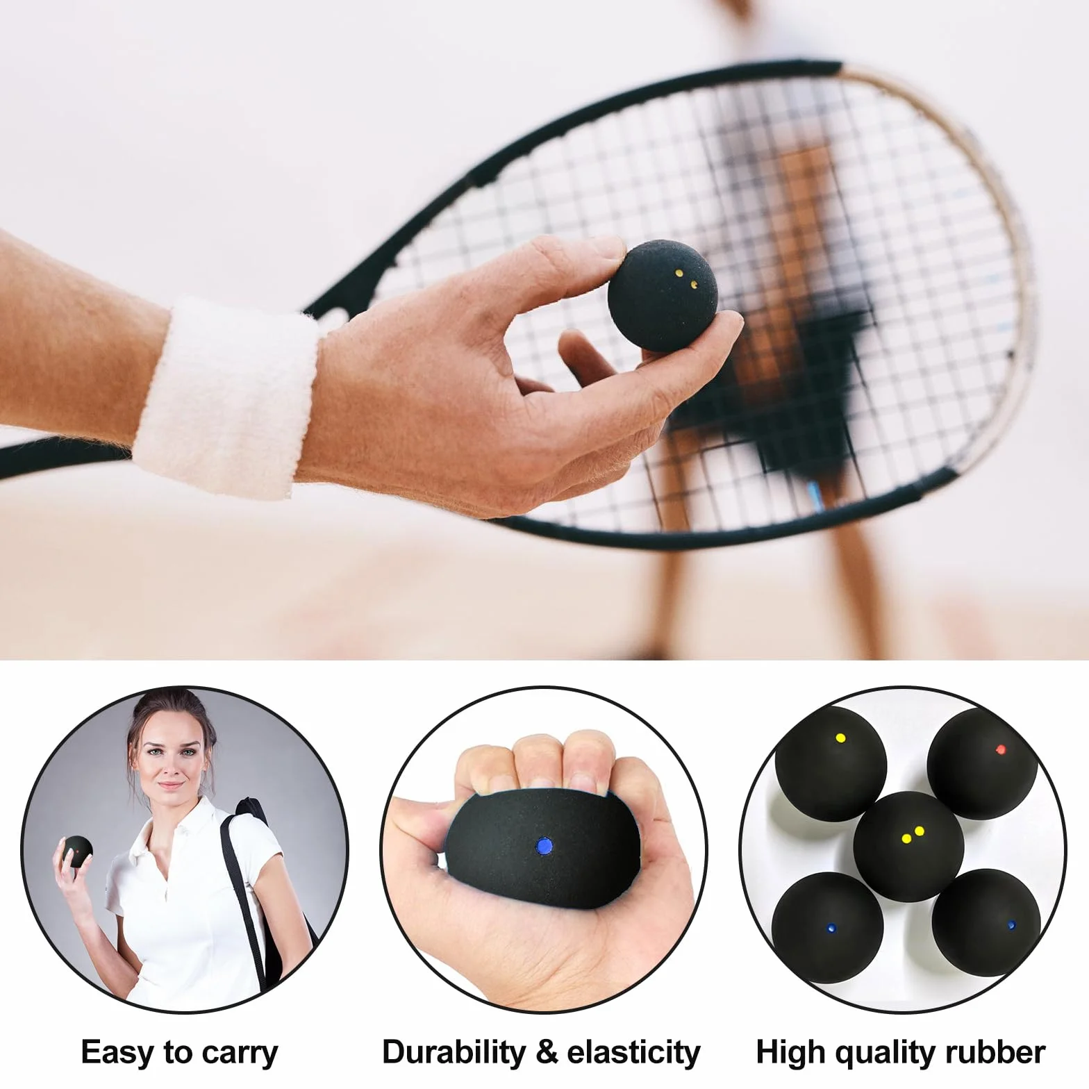 Palline da squash set 4 pezzi per allenamento principianti