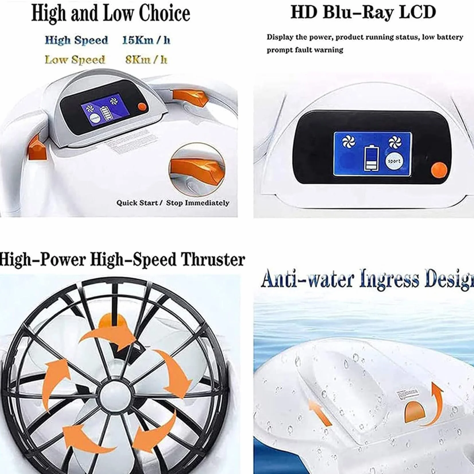 Monopattino subacqueo elettrico ad alta velocità per immersioni e snorkeling